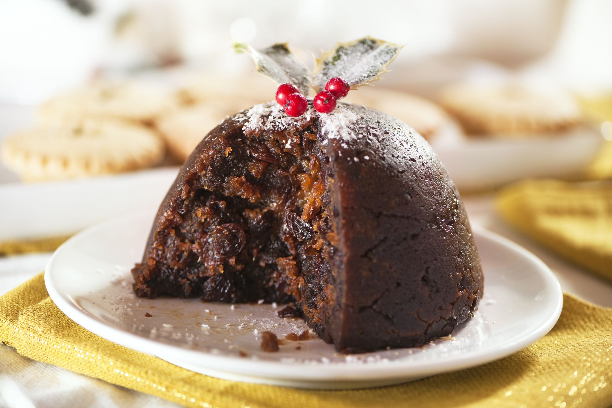 a Christmas pudding on a plate