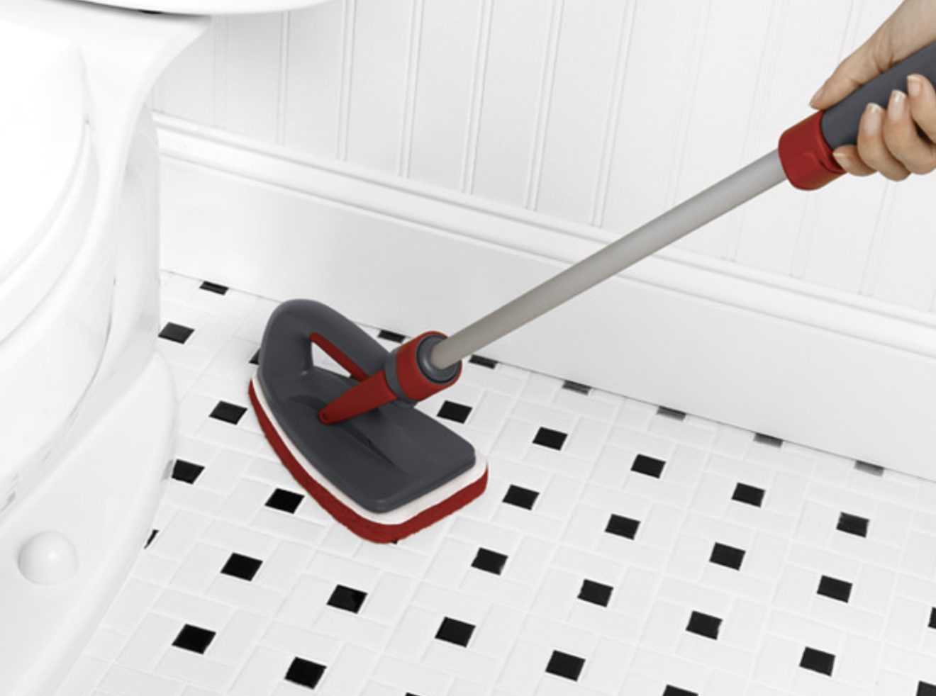 Mopping bathroom