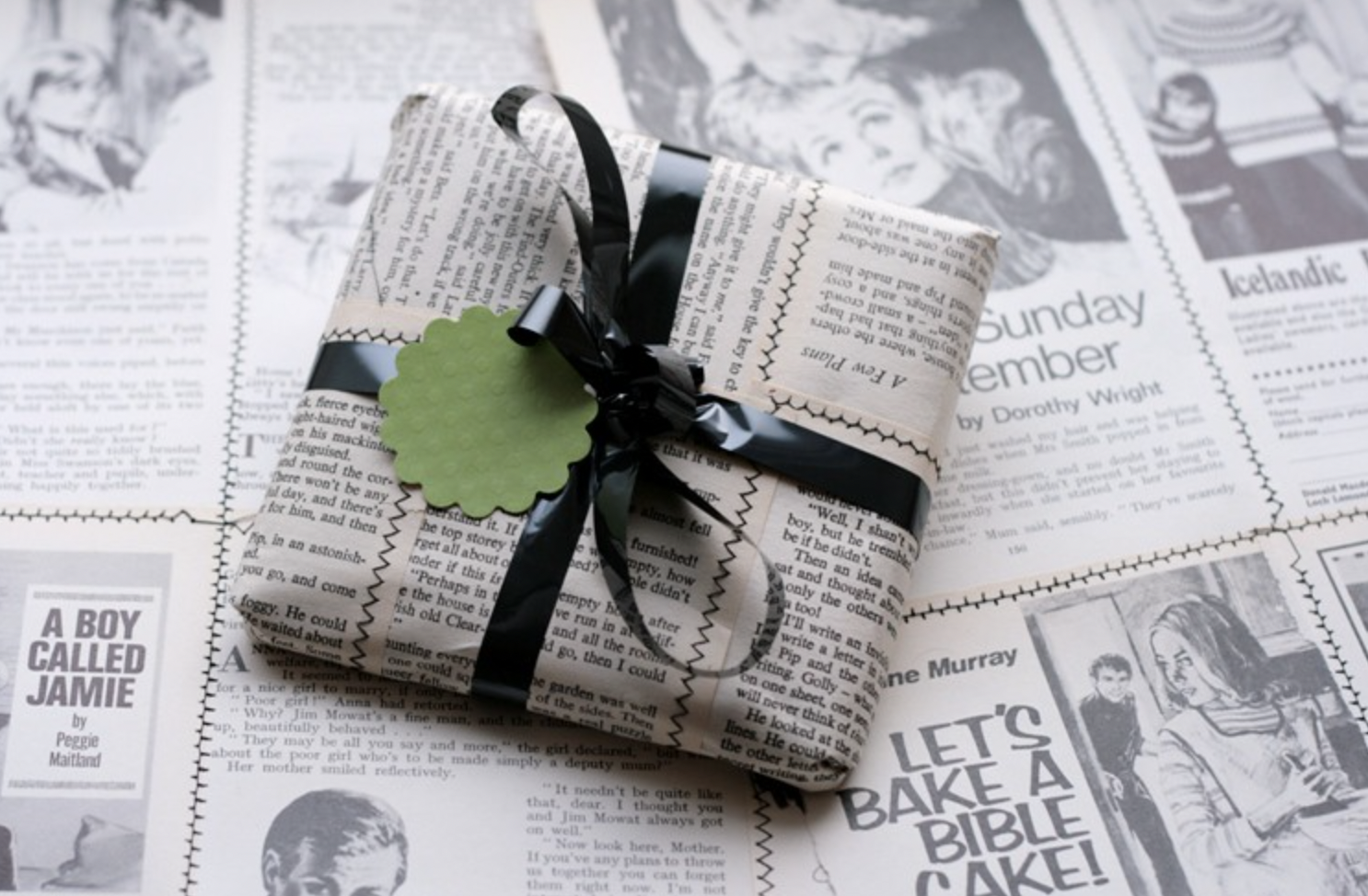 Newspaper gift wrap