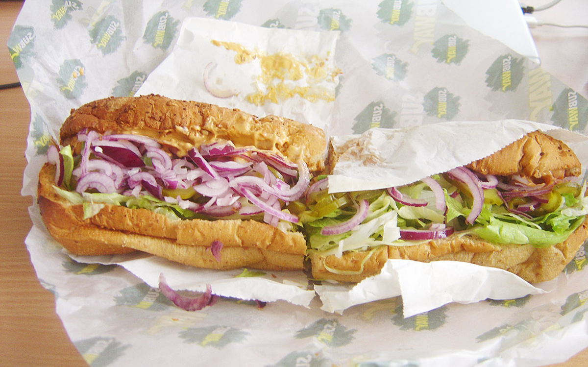 Subway Turkey, Ham, & Bacon Melt Sandwich on Subway Wrapping Paper