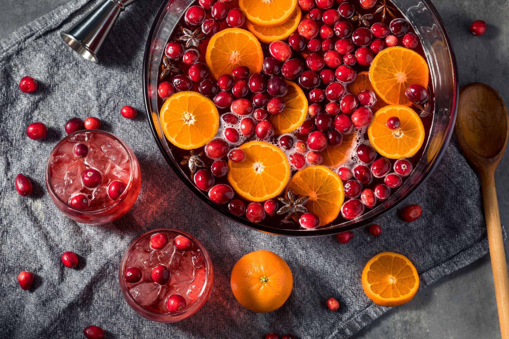 Boozy Refreshing Christmas Cranberry Punch with Champagne