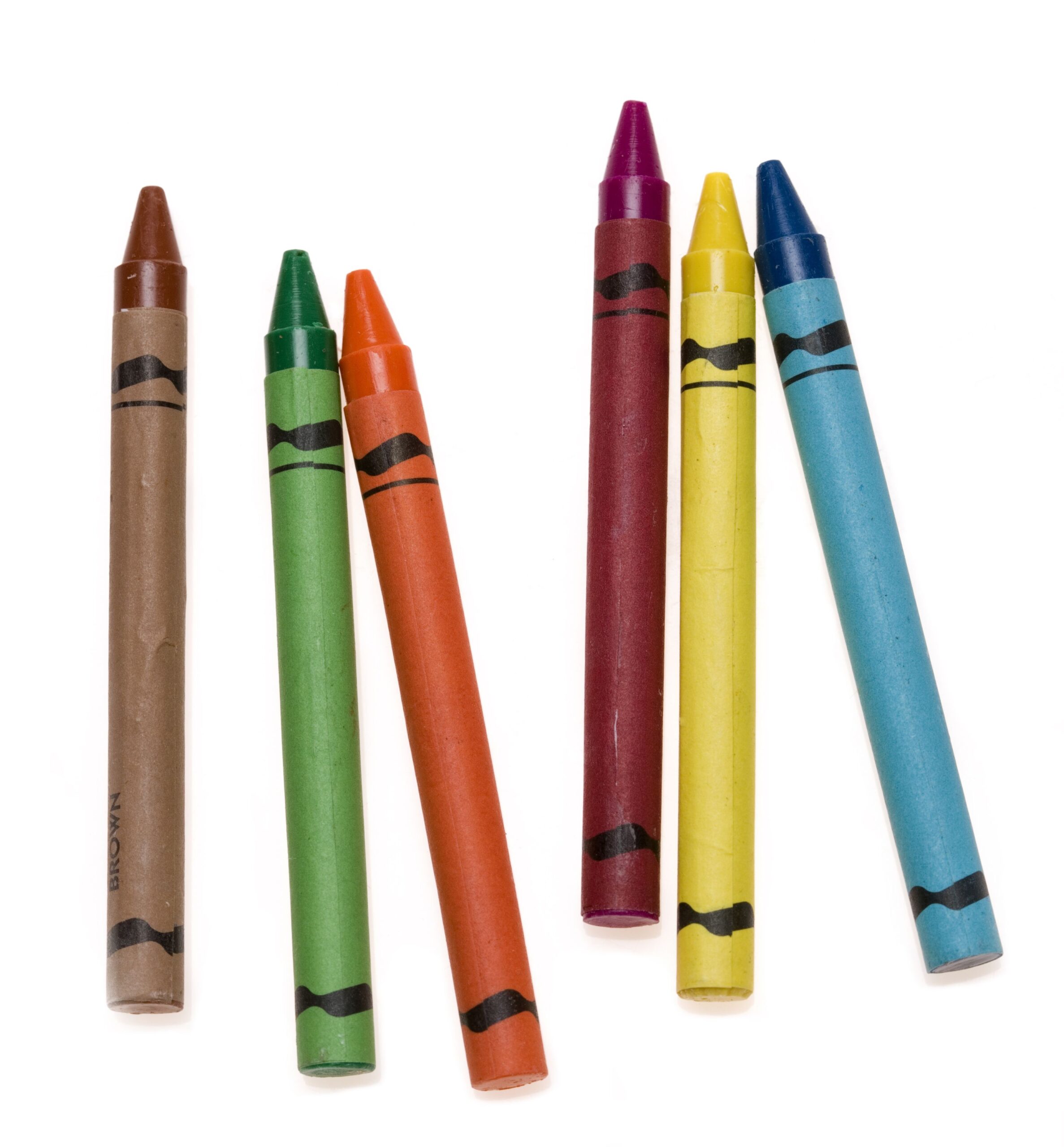 Colorful crayons on white background. In aRGB color for beautiful prints.