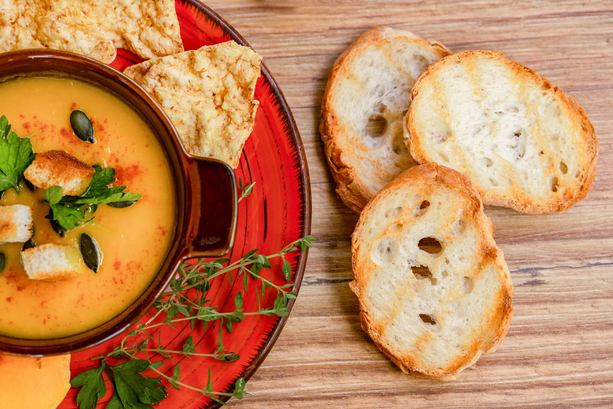 Traditional Autumn Pumpkin Soup in a Bowl