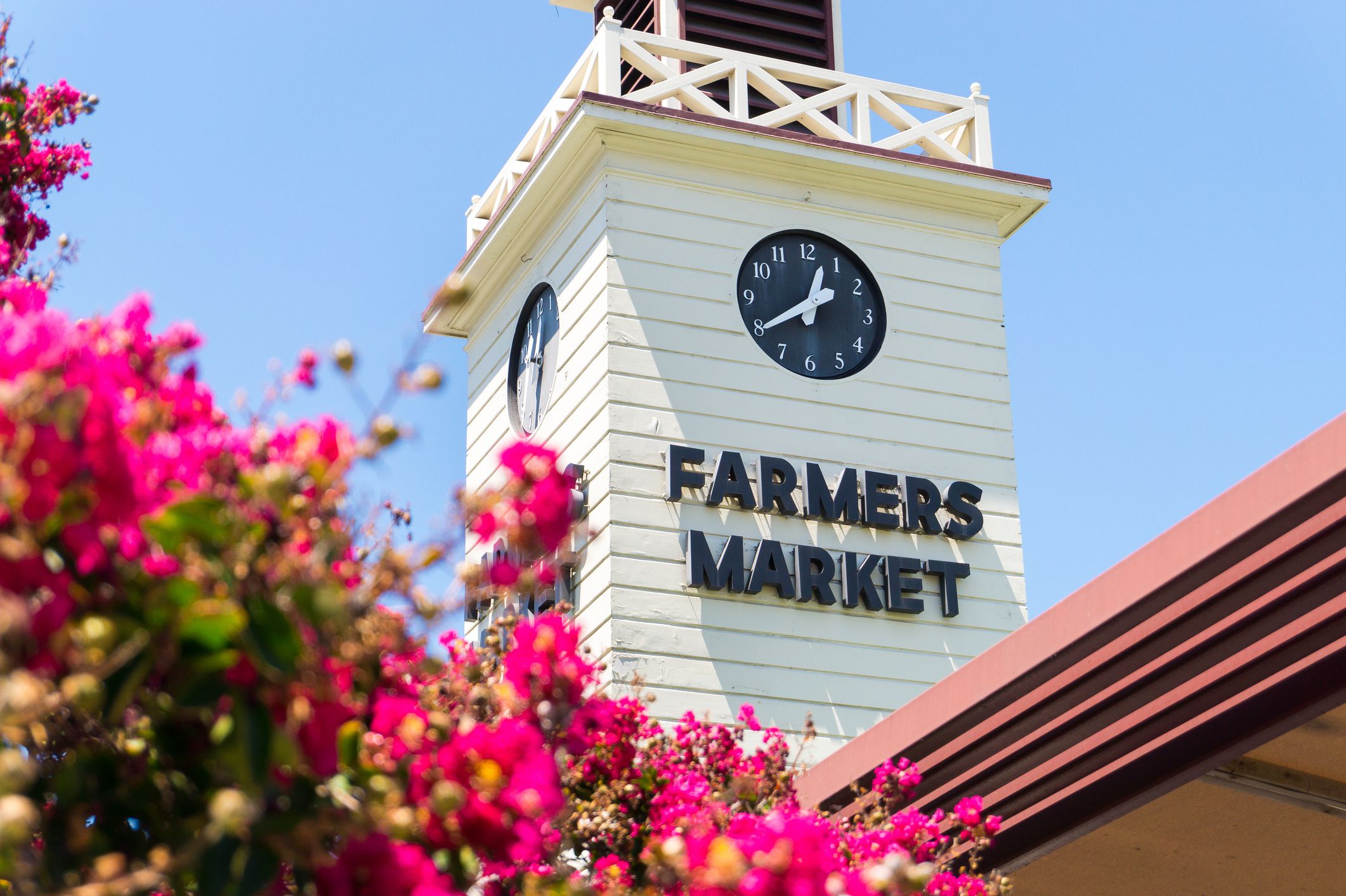 LOS ANGELES, USA - AUGUST 19, 2017: The Farmers Market tower in Los Angeles. The market area offers over a hundred vendors and is open seven days a week. Editorial.