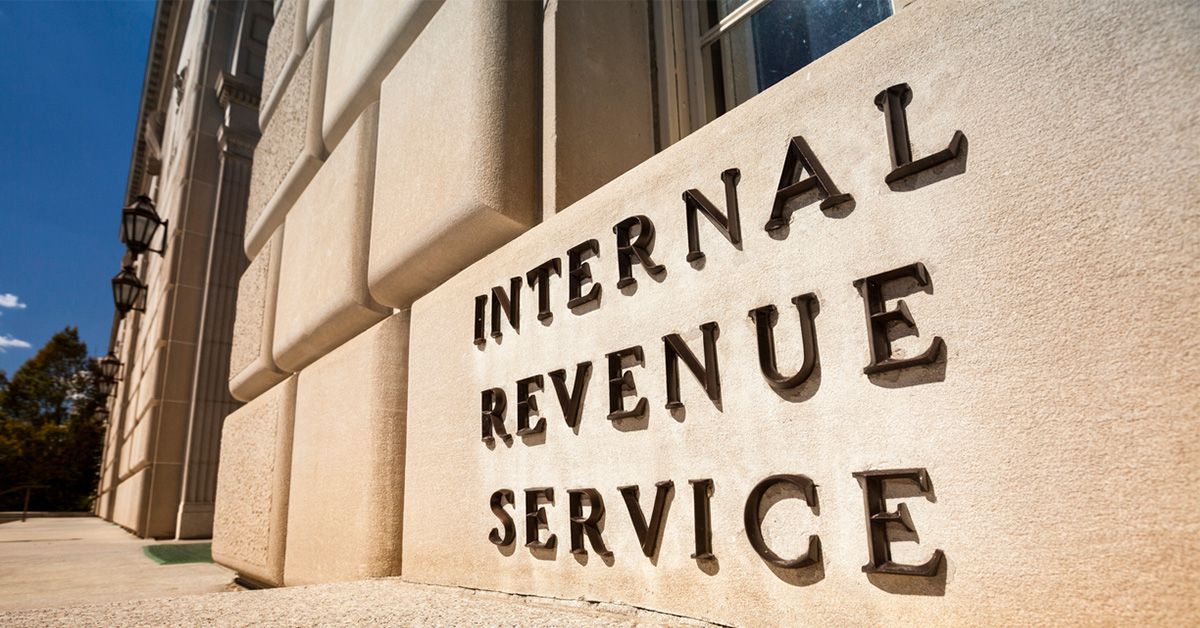 An image of the outside of the IRS building.