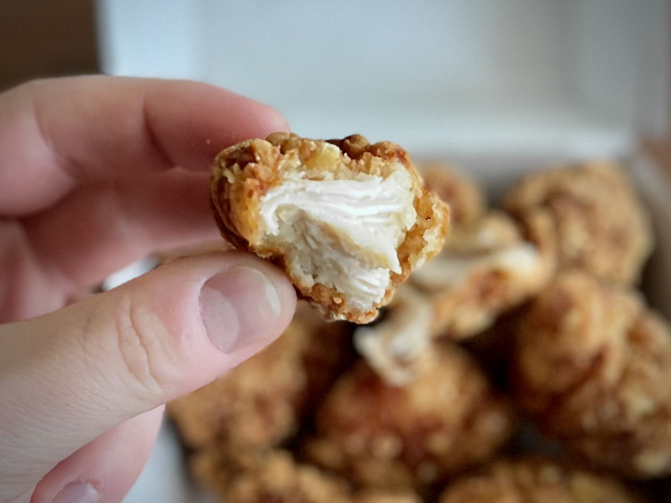 Taco Bell chicken nugget interior