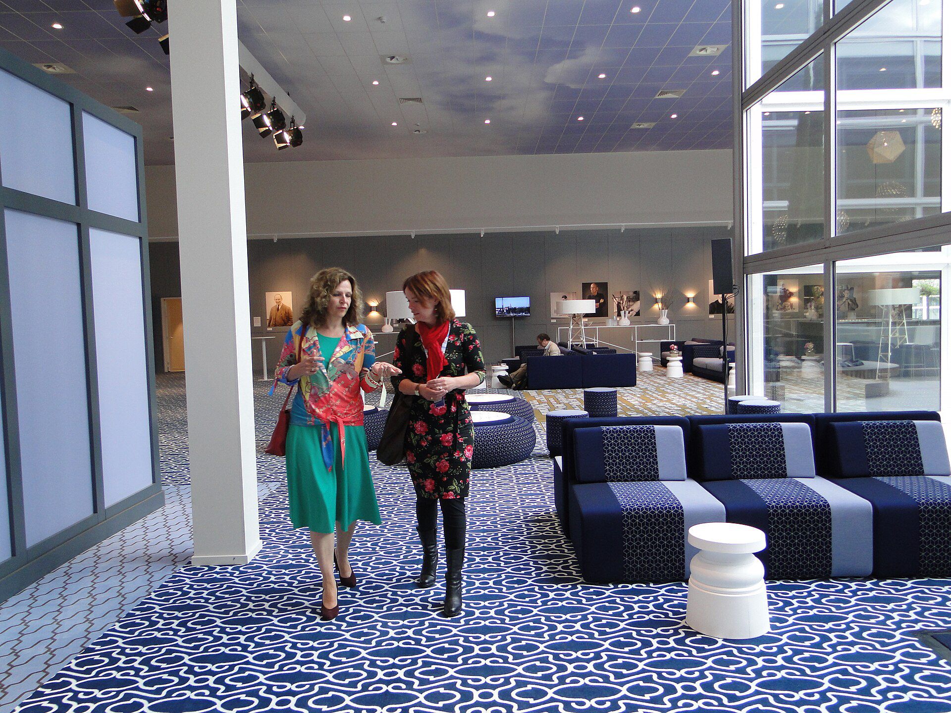 Two ladies networking at a conference