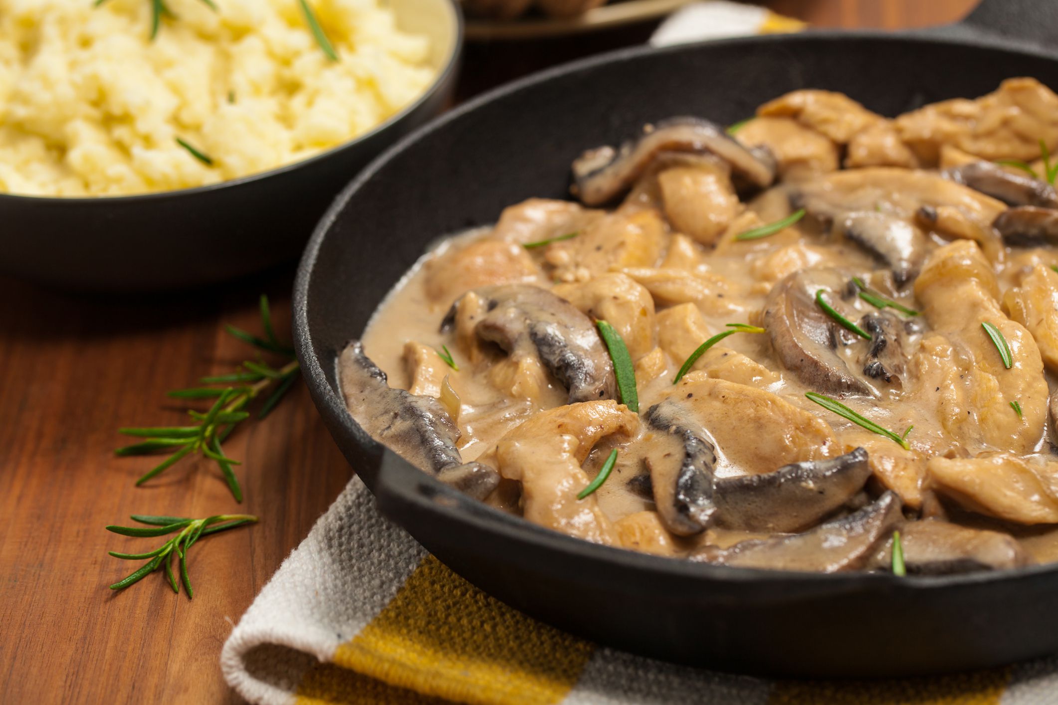 Chicken Stroganoff a variation on Beef Stroganoff. Selective focus.