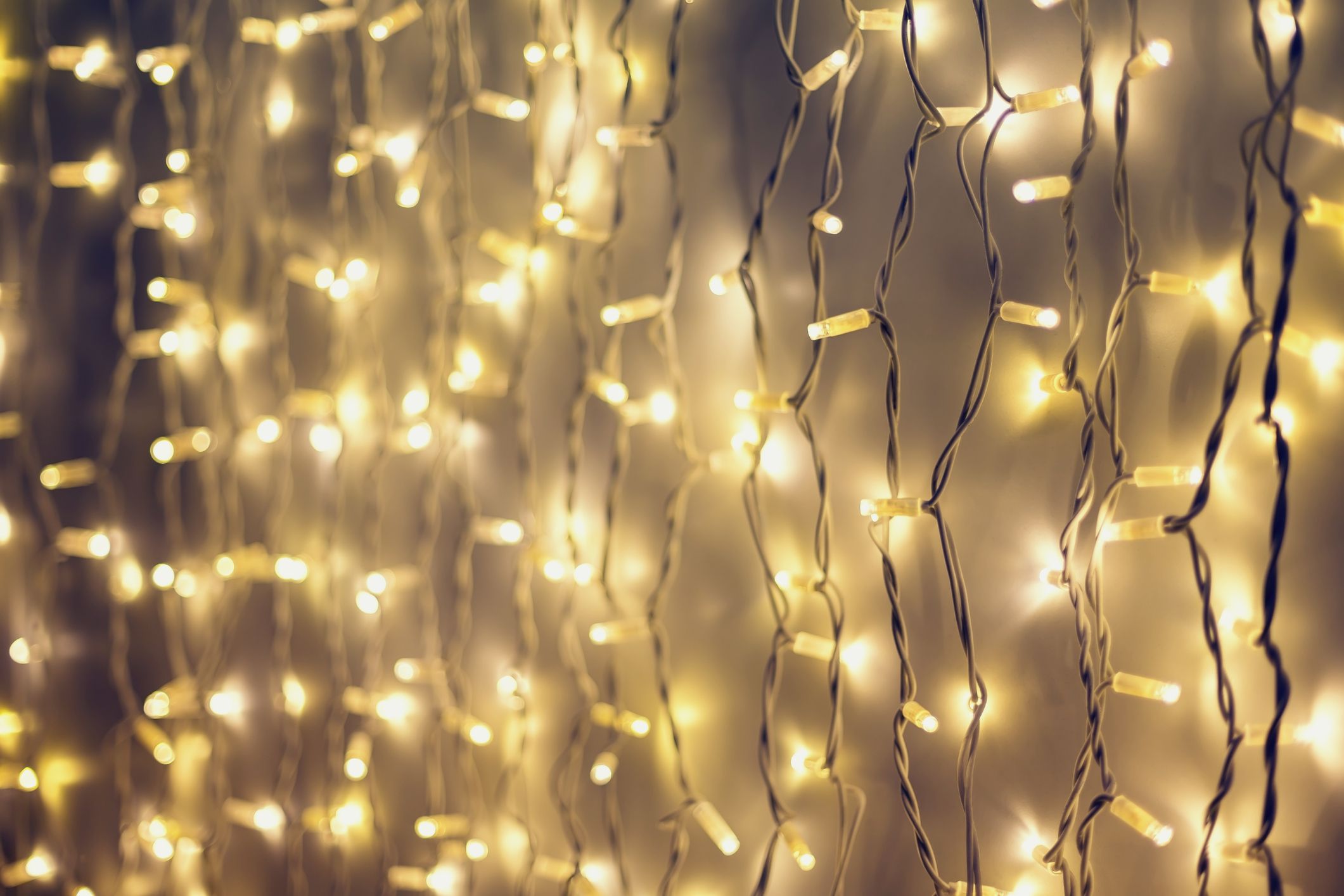 Rope line abstract background with fairy lights at Christmas in Vienna.