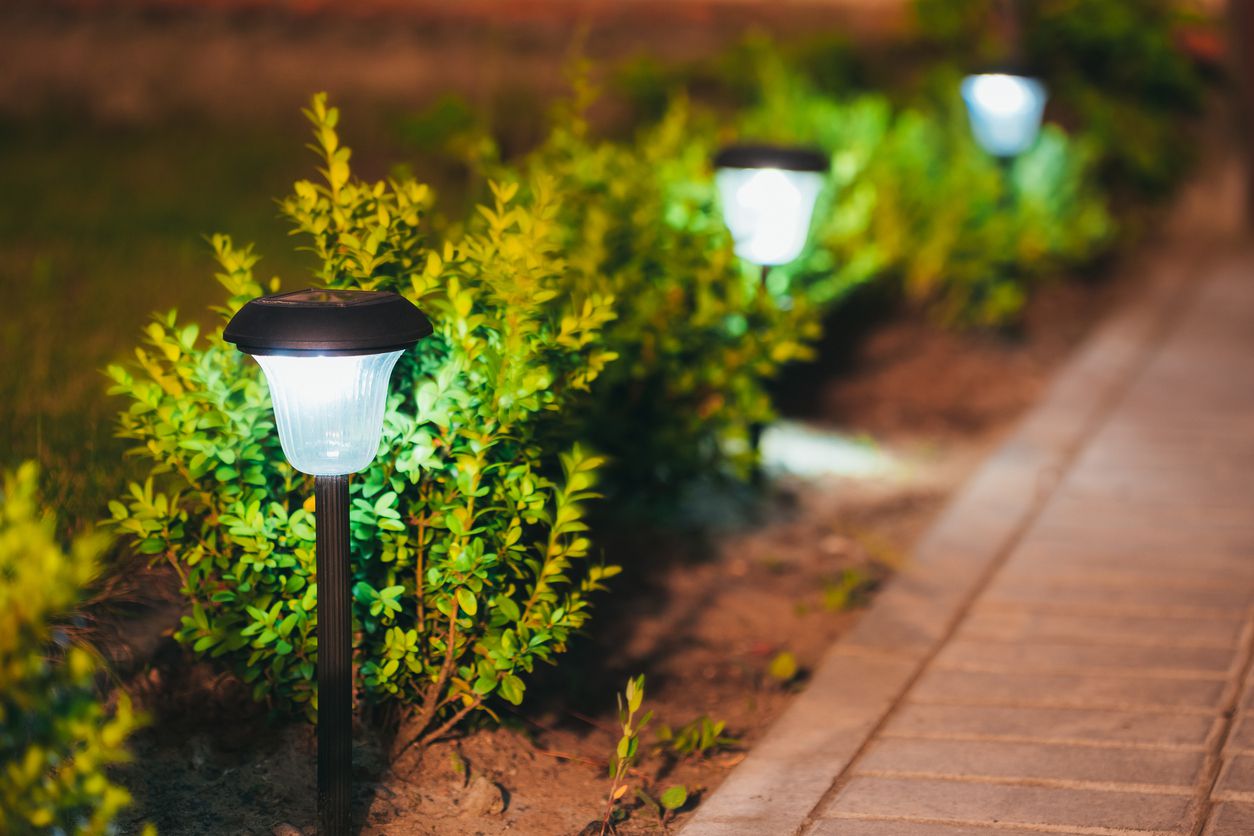 An image of small outdoor garden lights.