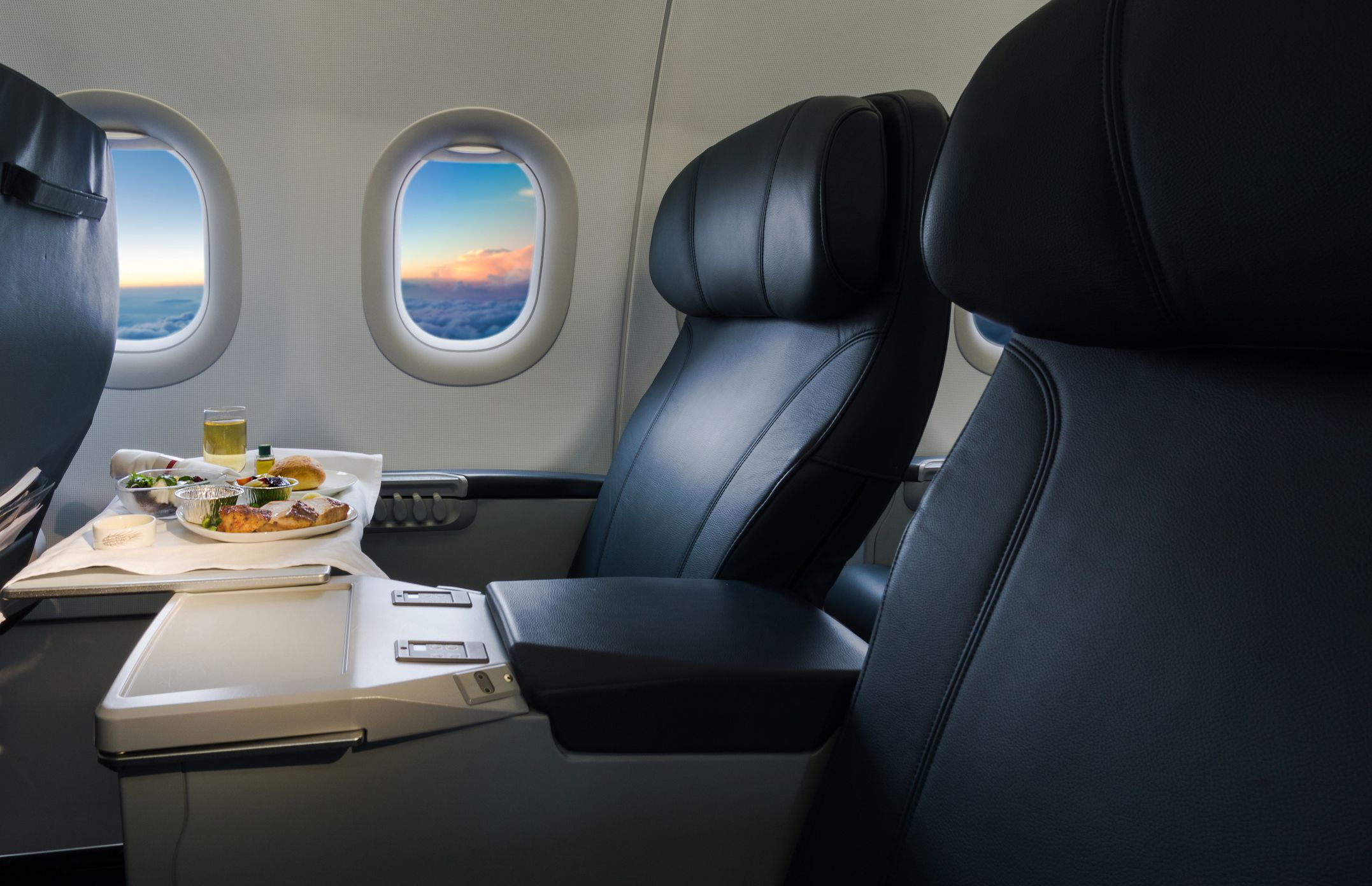 Business class airplane interior