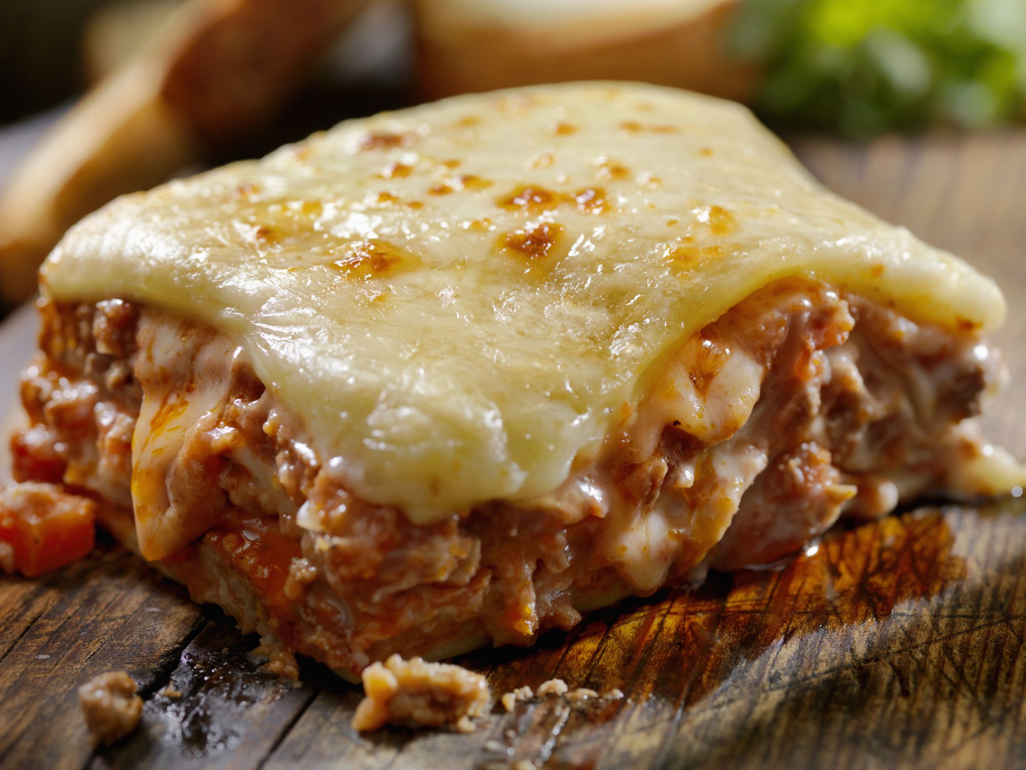 Cheesy, Beef and Veal Lasagna with a bechamel sauce and ricotta cheese