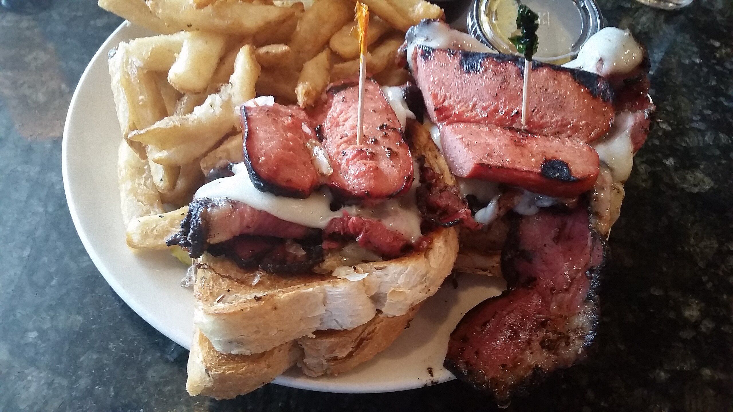 This is a picture of a Sailor Sandwich, taken at the New York Deli in Richmond Virginia