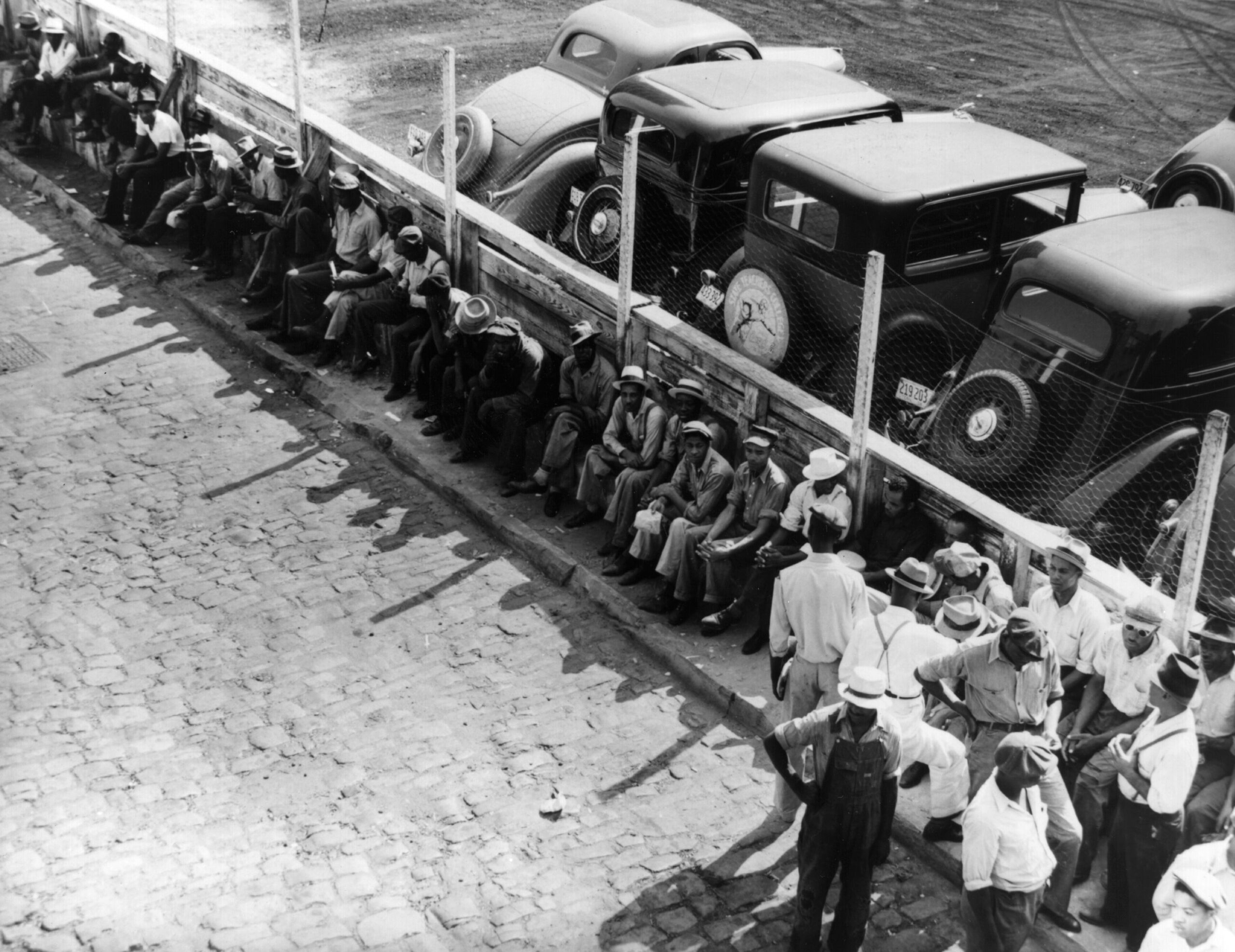Part of the daily line-up outside the State Unemployment Office, Memphis, USA