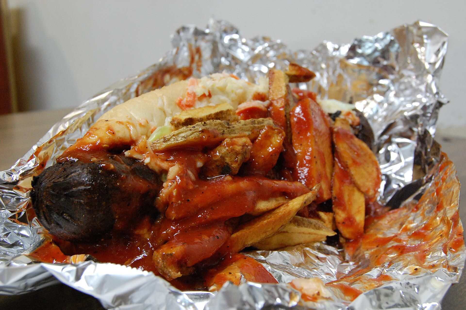 A Polish boy sandwich from Freddie's Southern Style Rib House