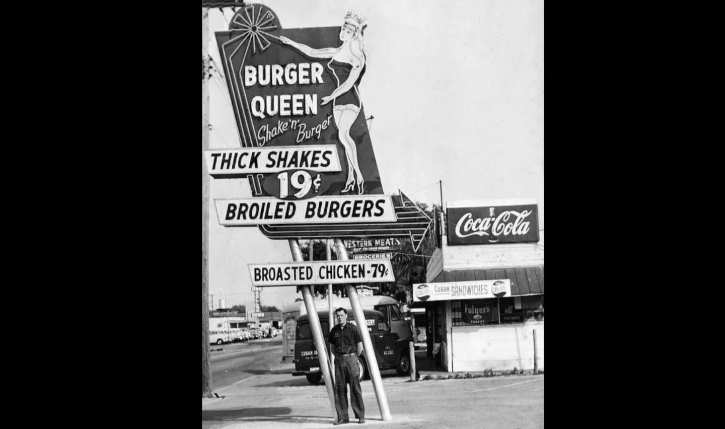 Burger Queen Diner PHOTO Vintage Restaurant Sign Burger Joint Coke Shakes