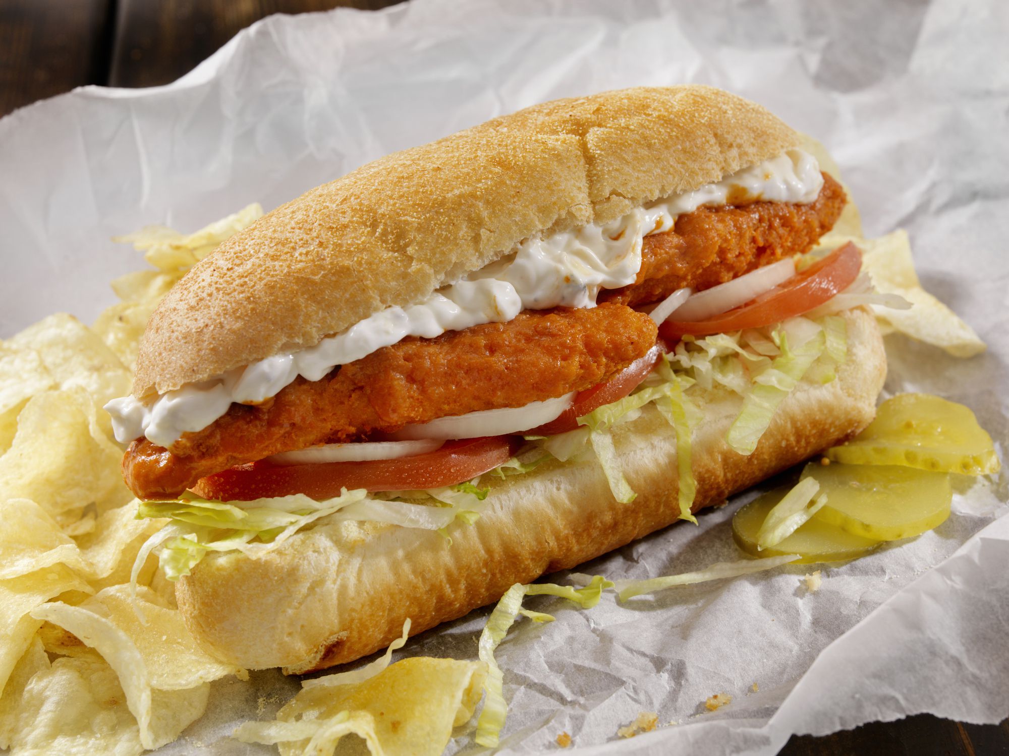 Buffalo Chicken Strip Sub with Blue Cheese Dressing