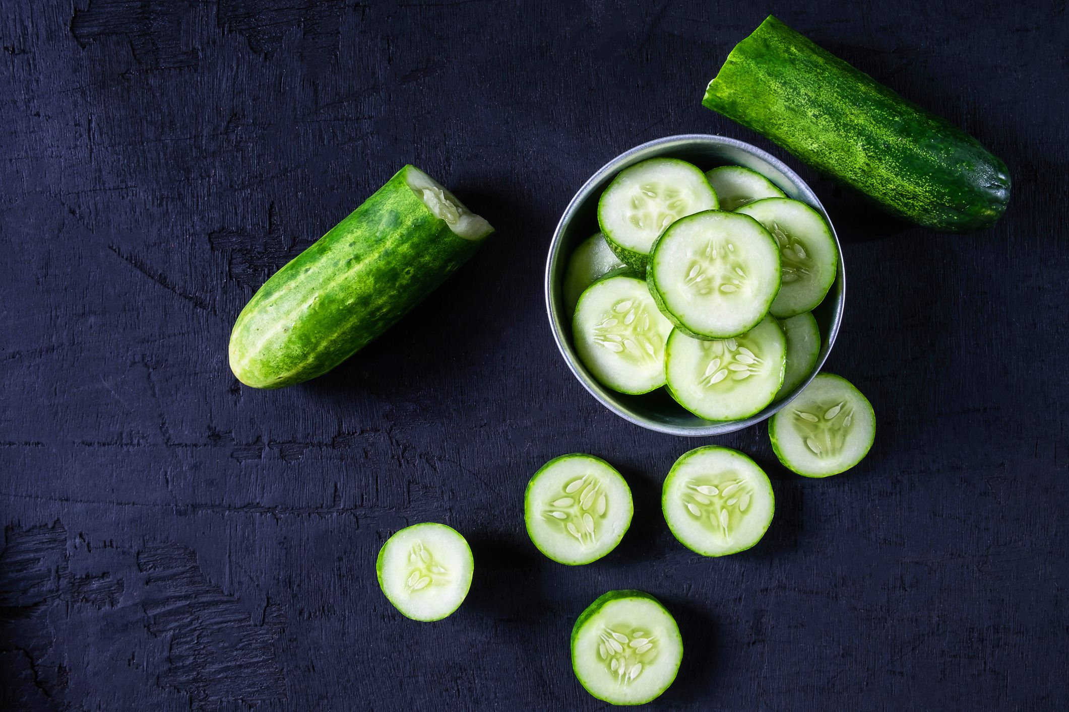 Fresh Cucumber for Health on black ground