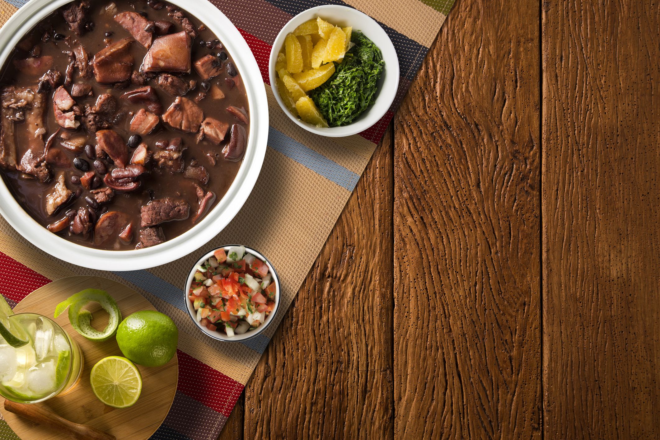 Brazilian Feijoada Food. Top view