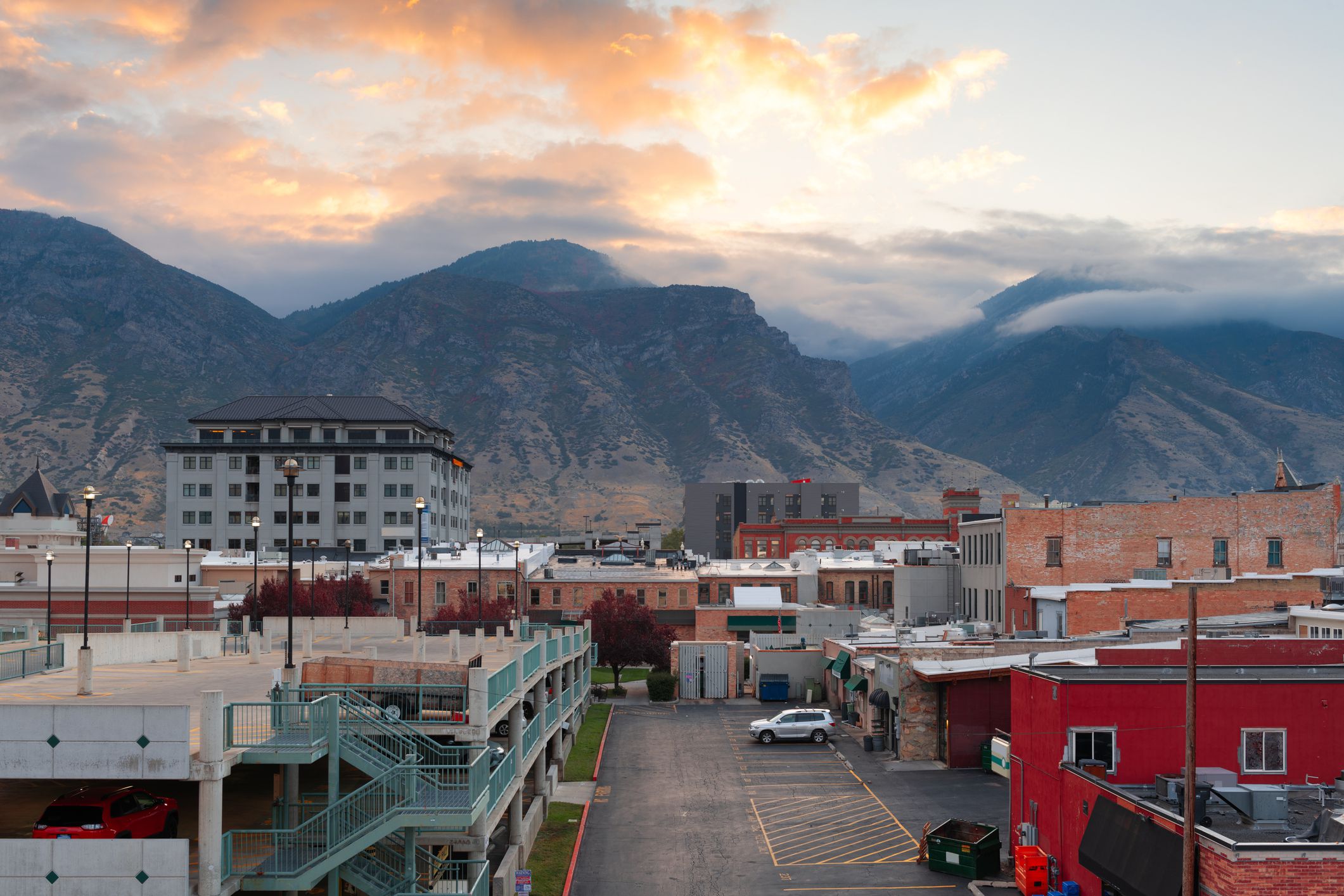 Provo, Utah, USA downtown cityscape at dusk.