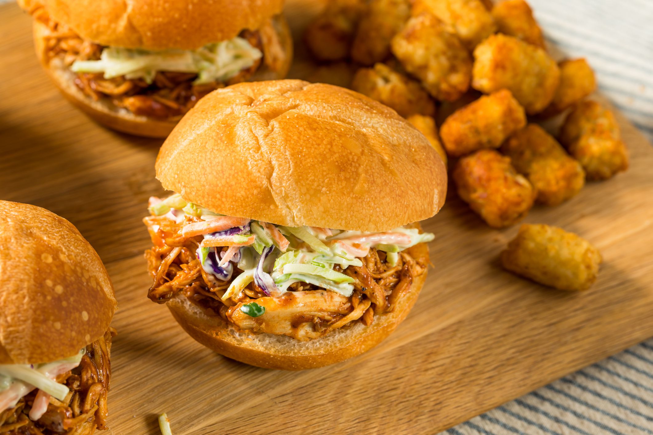 Homemade Barbecue Pulled Chicken Sliders with Coleslaw
