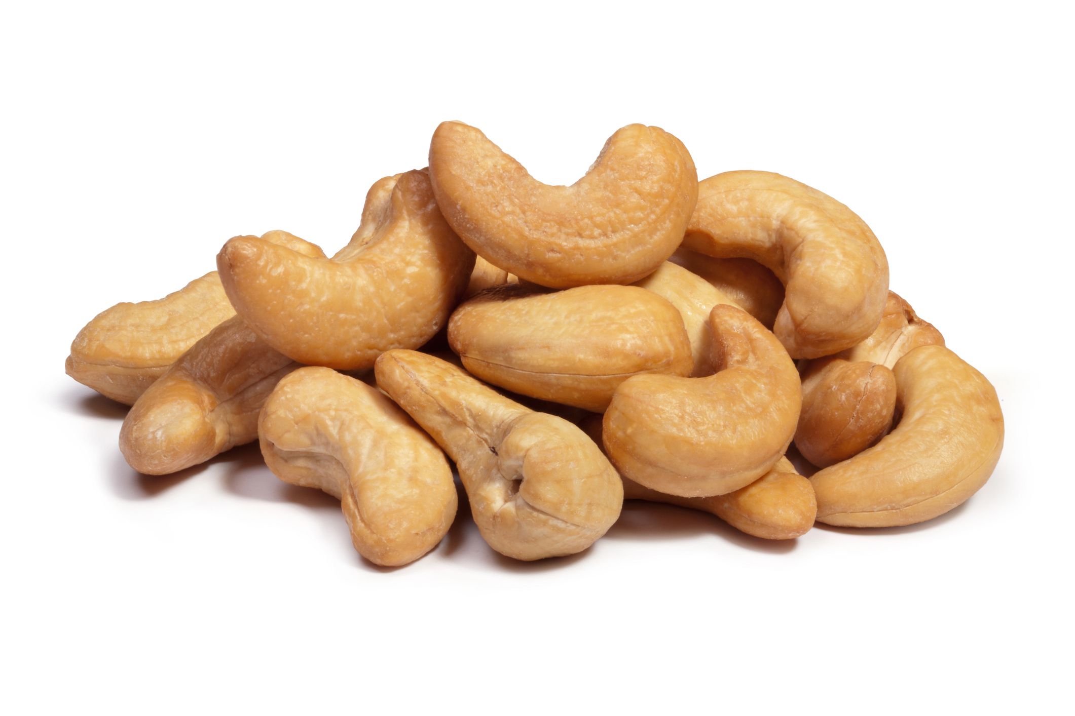 Cashew nuts isolated on white