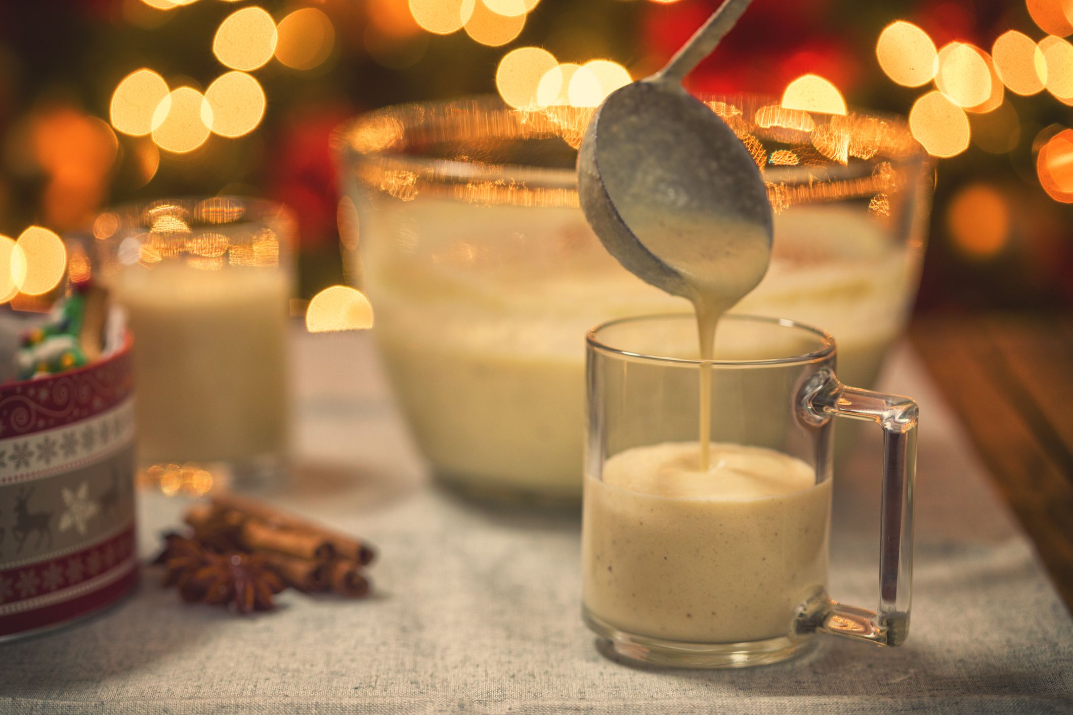 Homemade eggnog with cinnamon for Christmas