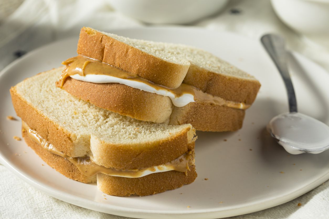 Homemade Fluffernutter Marshmallow Peanut Butter Sandwich for Kids