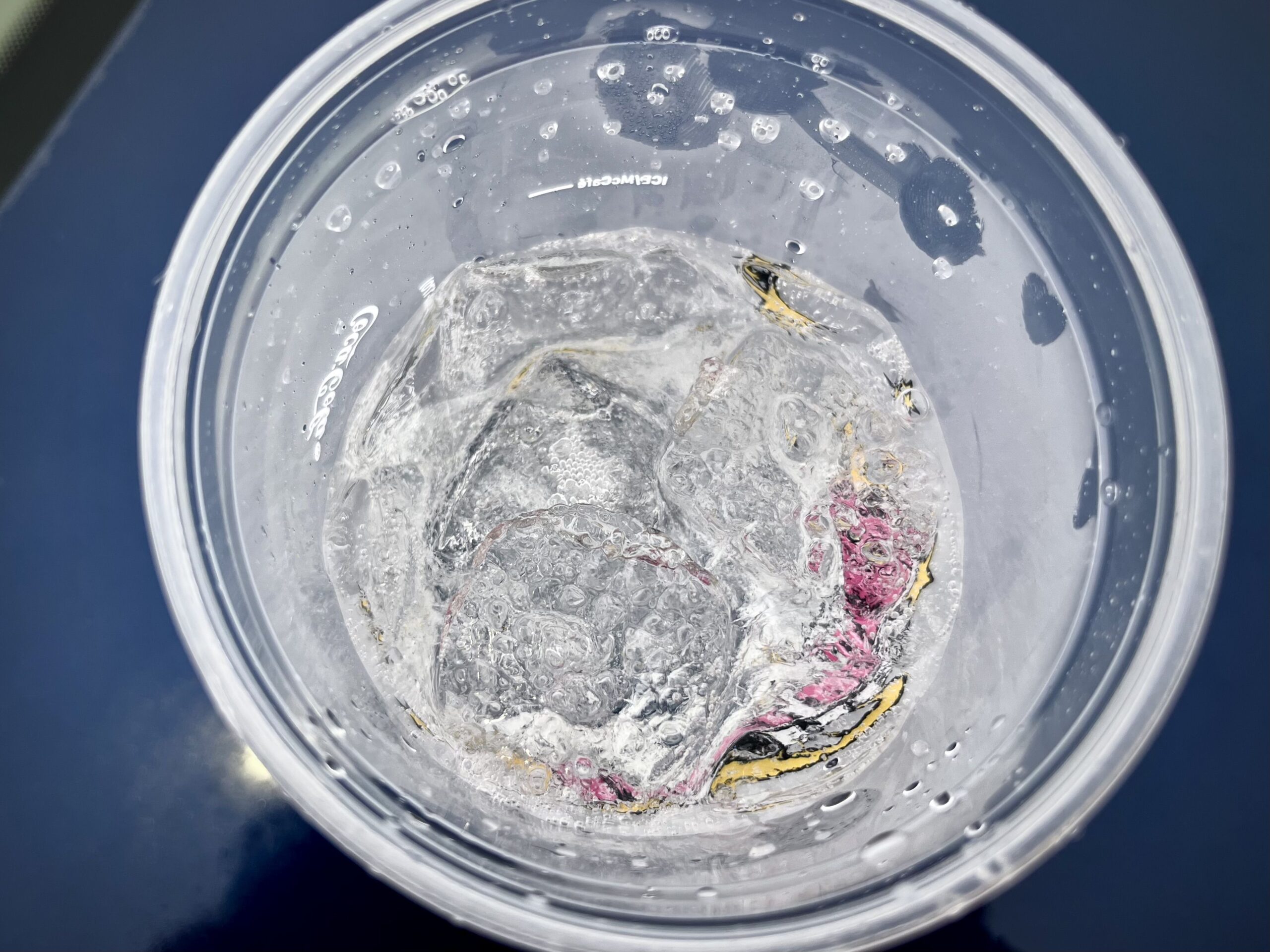 A soda with mcDonald's ice