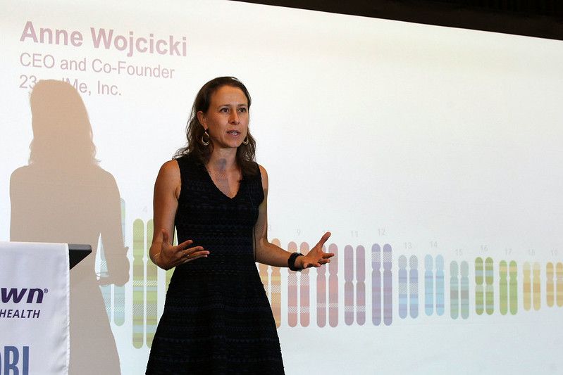 Anne Wojcicki CEO and co-founder of 23andMe a personal-genetics company addressed an overflow audience as they announced a joint effort to change the way we look at health between the State of Nevada, Desert Research Institute, Renown Health, and 23andMe
