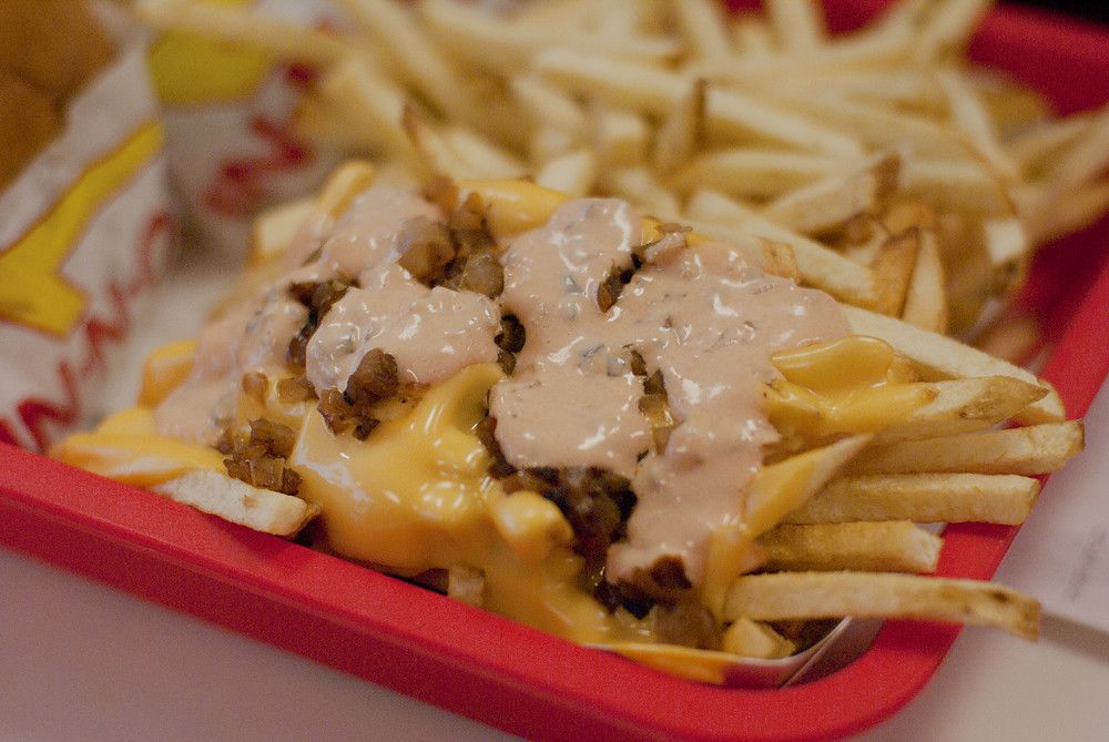 In-N-Out animal-style fries covered in sauce and cheese