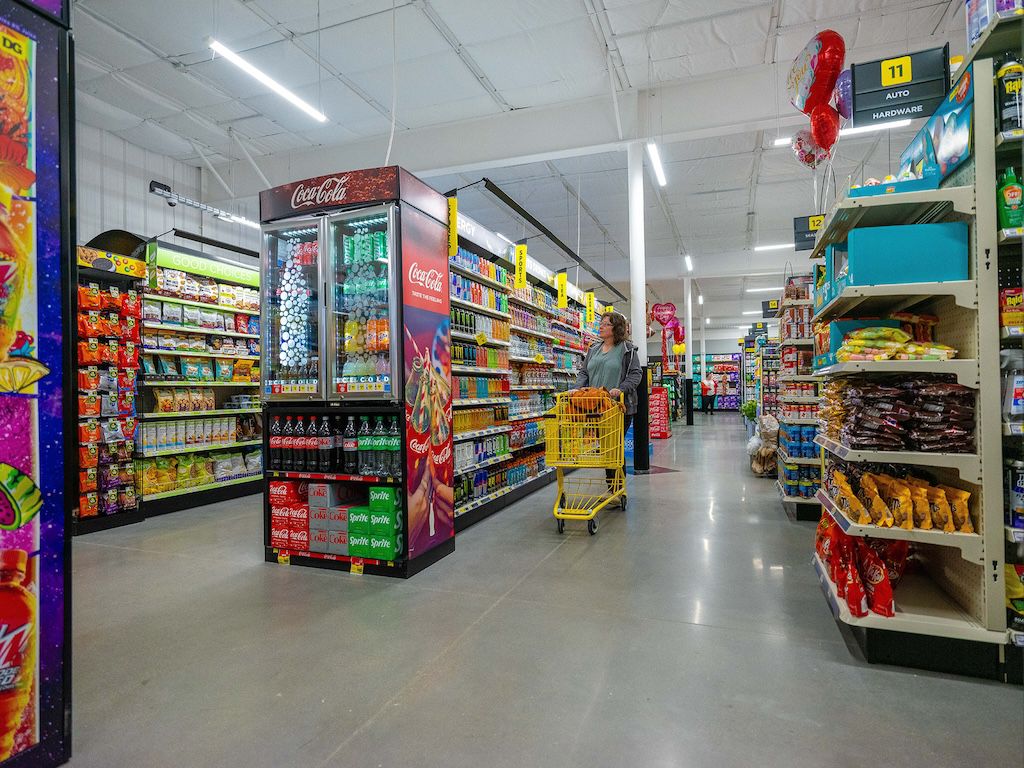 Dollar General Interior with woman shopping
