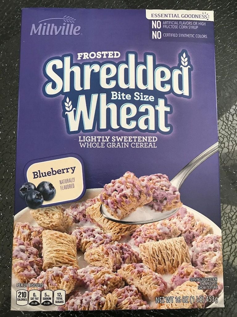 Frosted Shredded Wheat cereal box