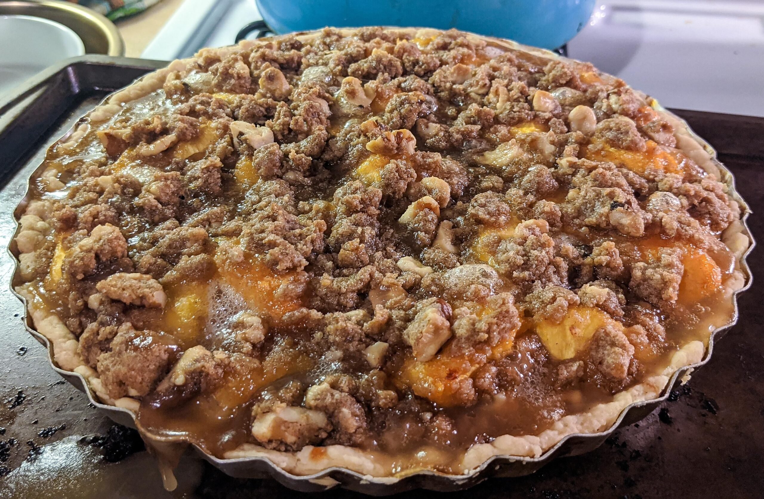 Brown Sugar Peach Crumble Pie