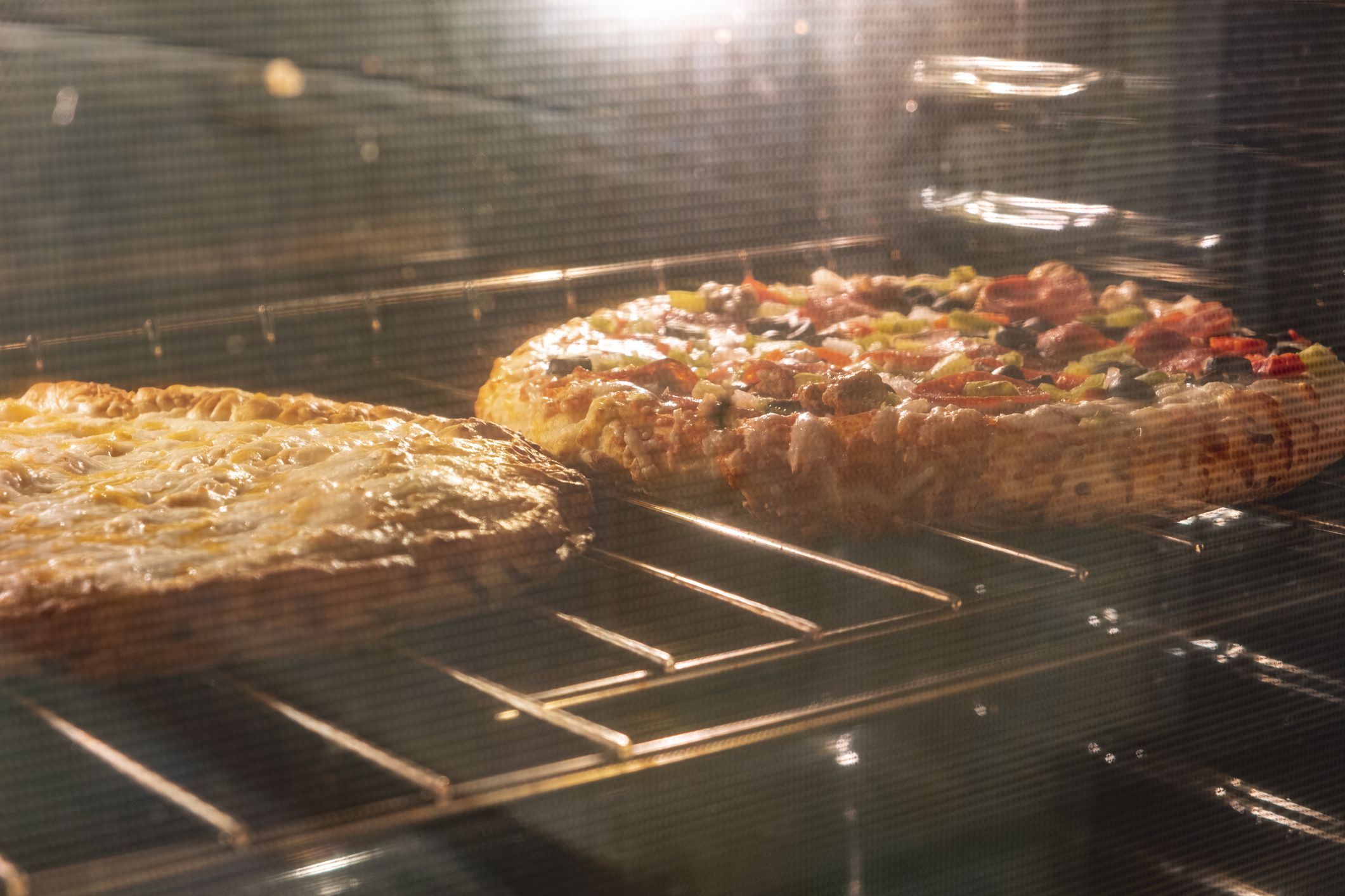 Pizza in an oven