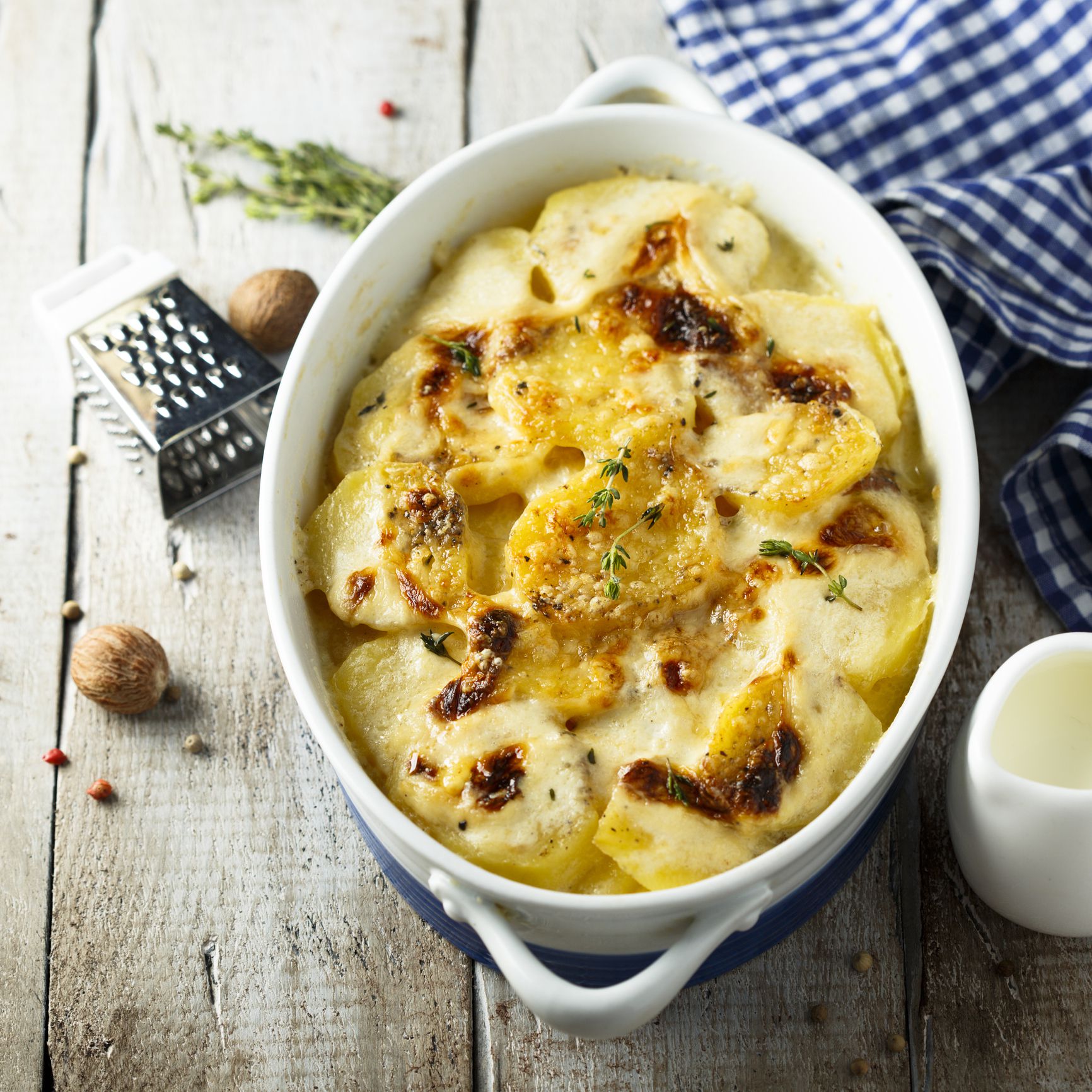 Homemade potato gratin with cream