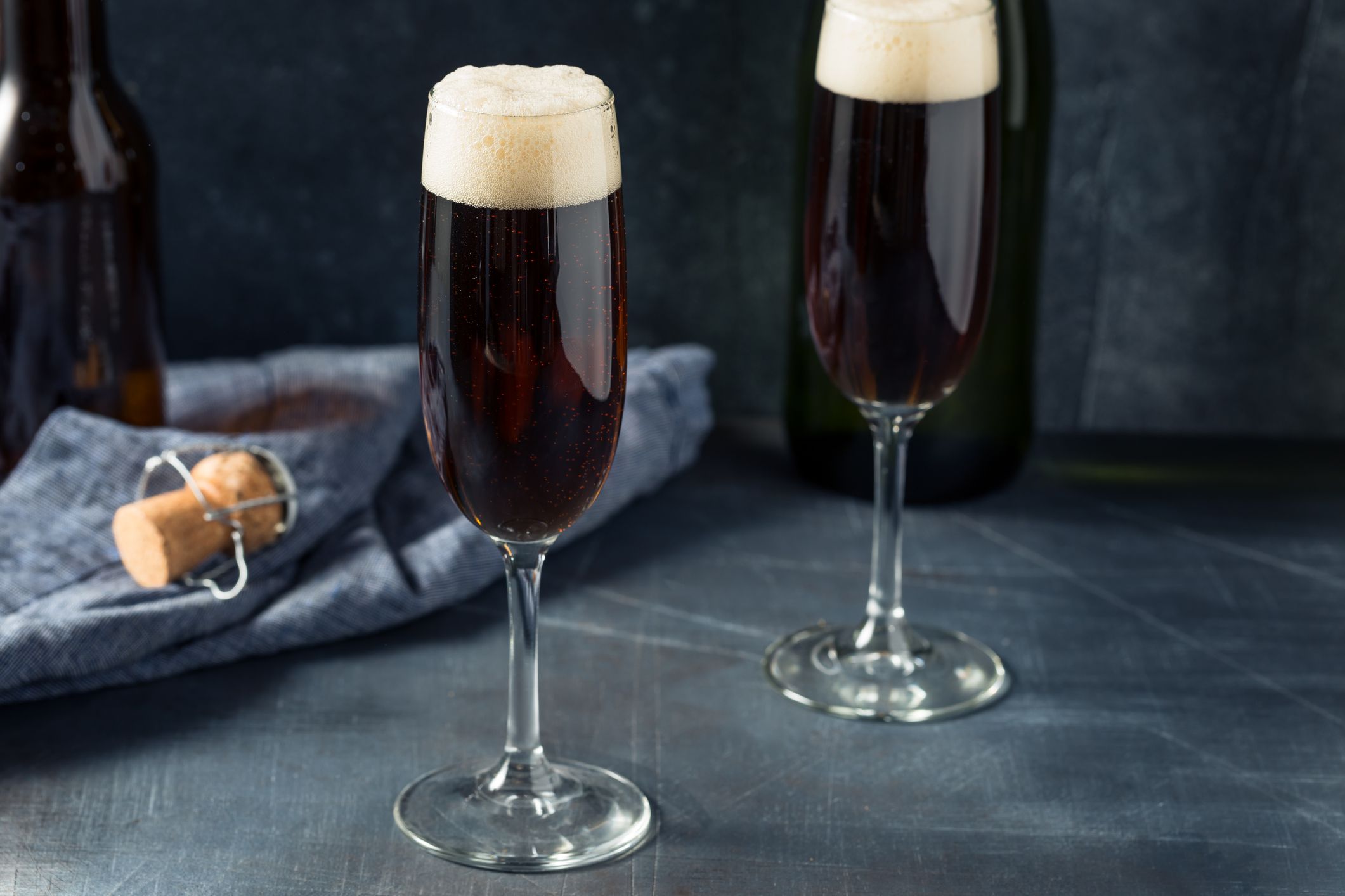 Refreshing Cold Black Velvet Cocktail with Stout and Champagne