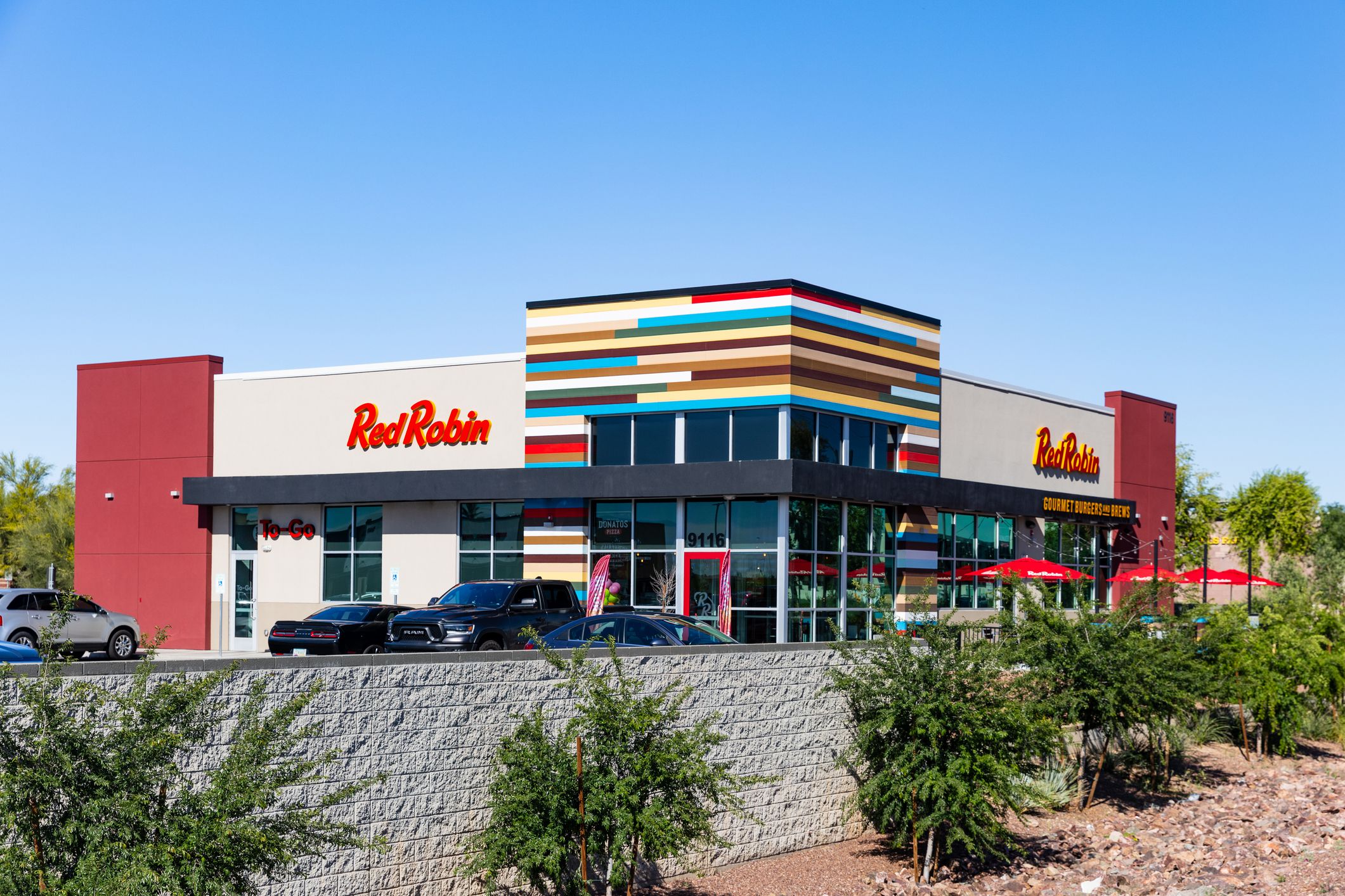 Glendale, AZ - April 7, 2024: Red Robin Gourmet Burgers is an American chain of casual dining restaurants.