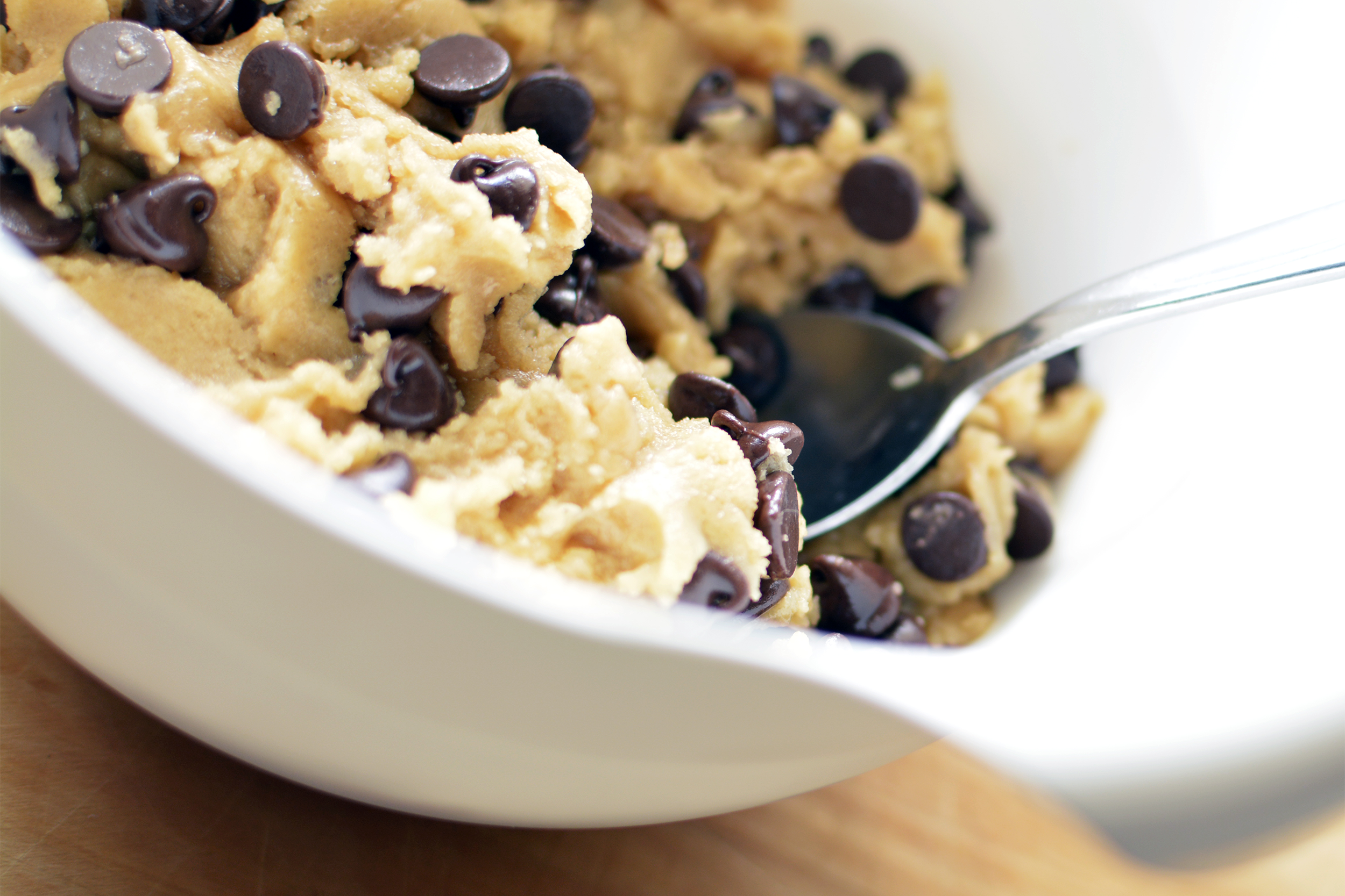 chocolate chip cookie dough in a bowl