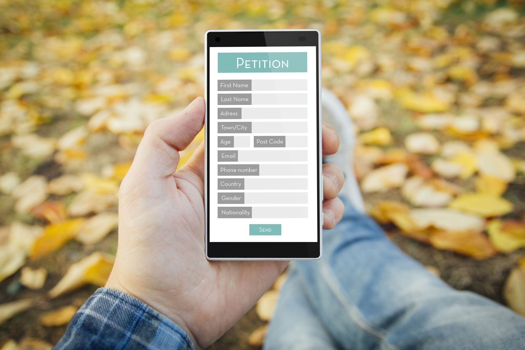 online petition form on smartphone