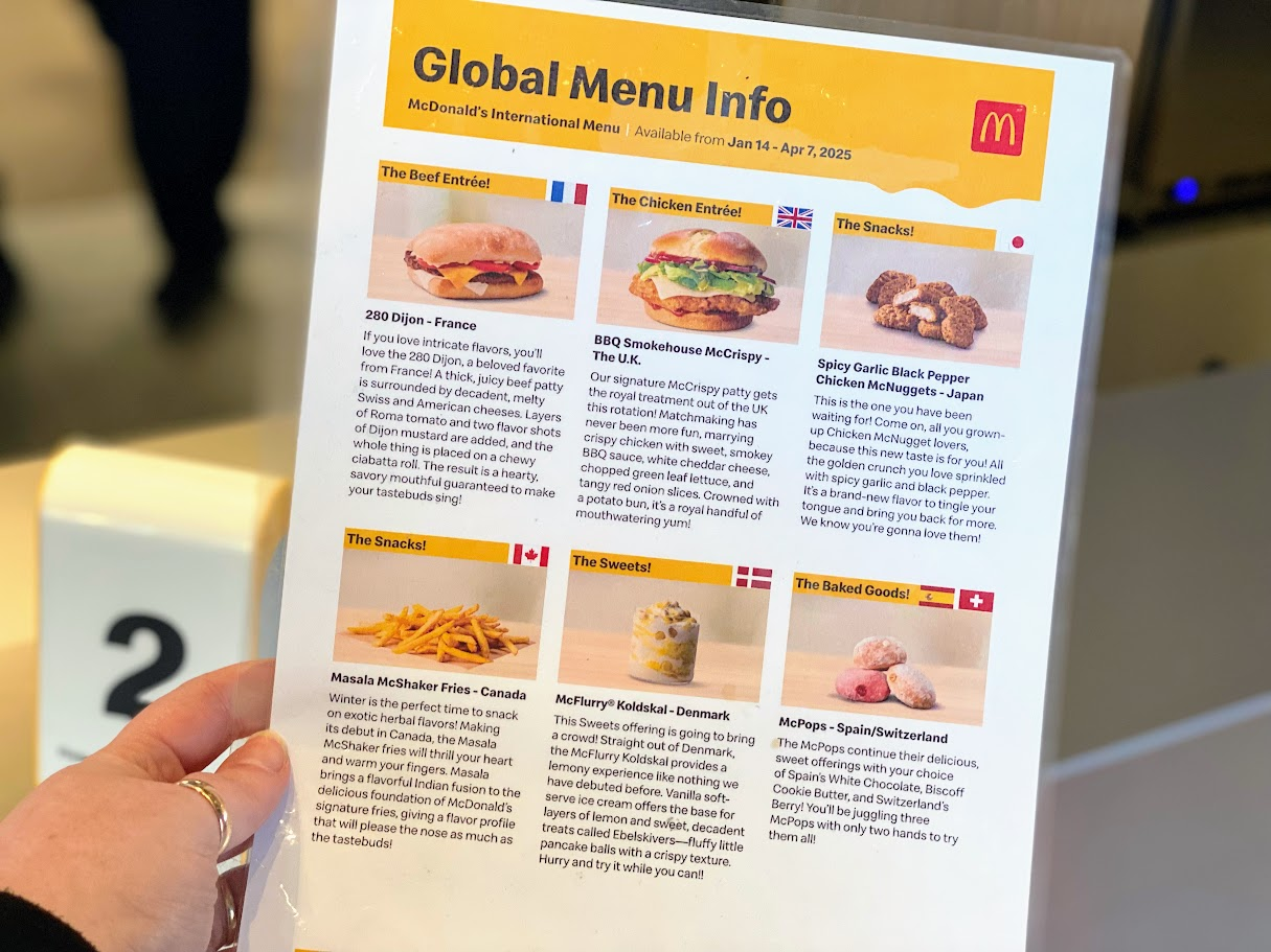 McDonald's global menu fact sheet