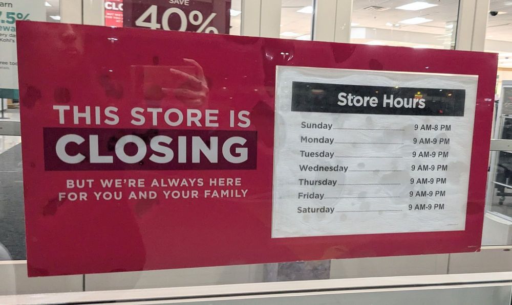 Kohl's Closing Sign