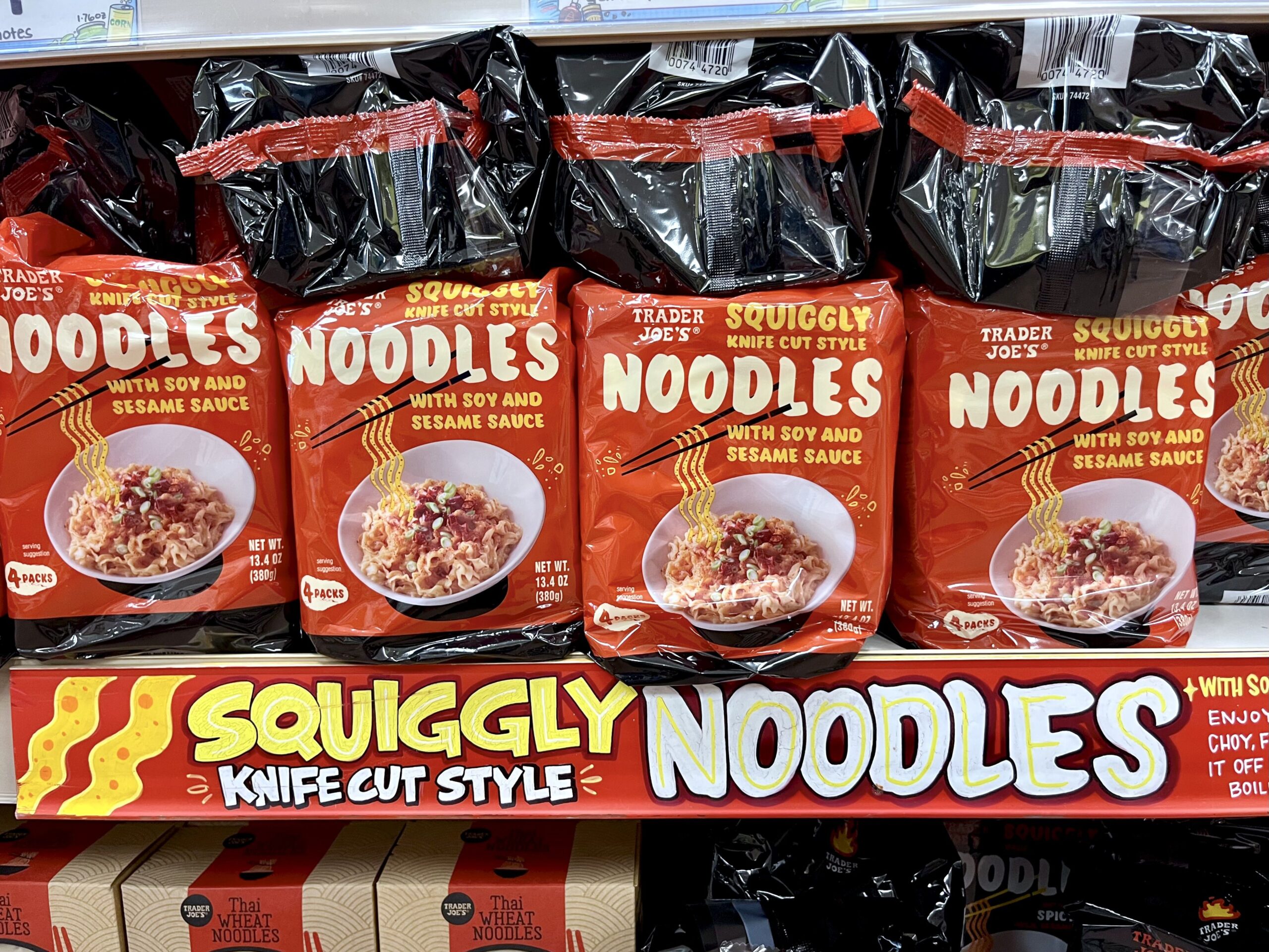 Squiggly noodles from Trader Joe's