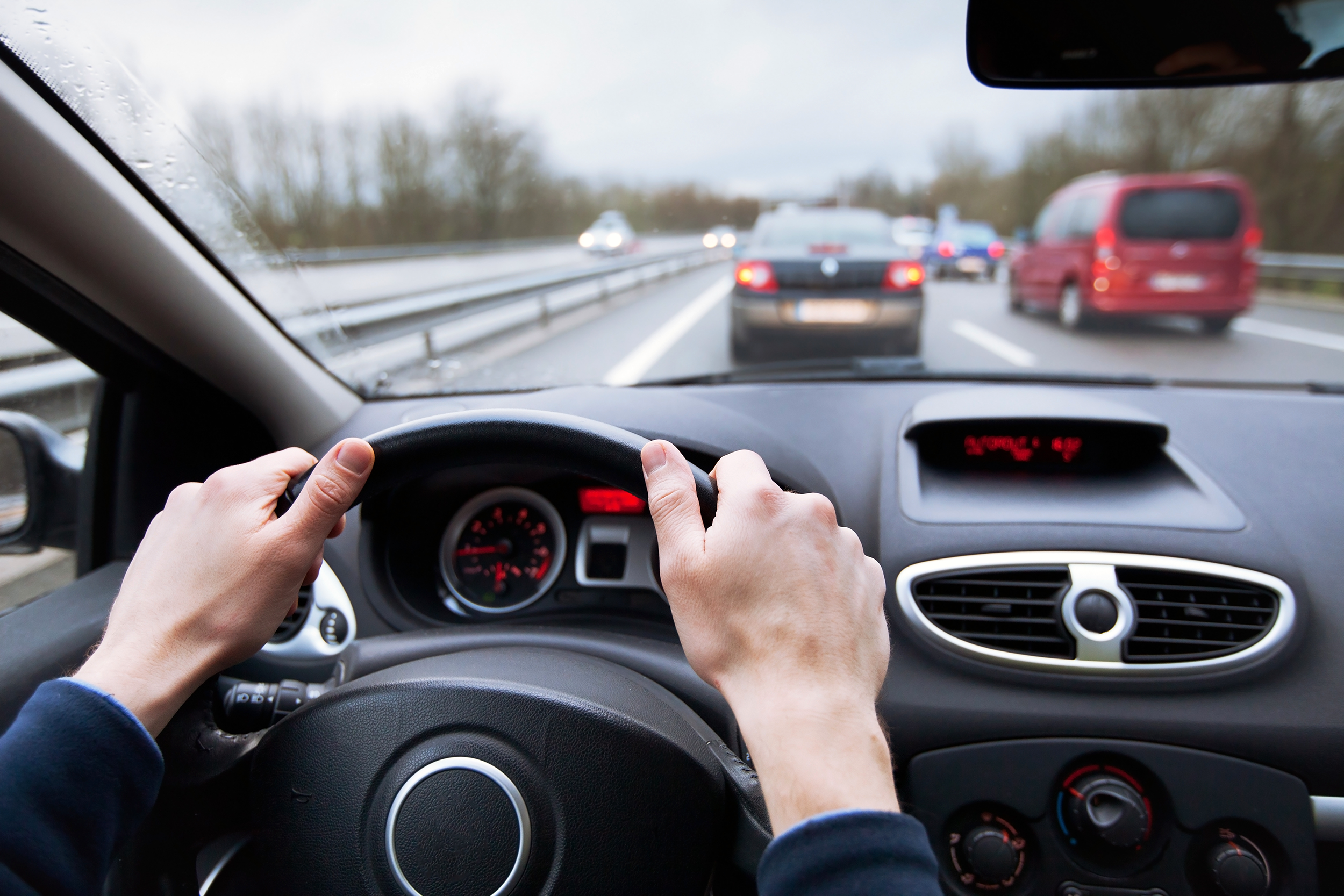 Driving a car in traffic