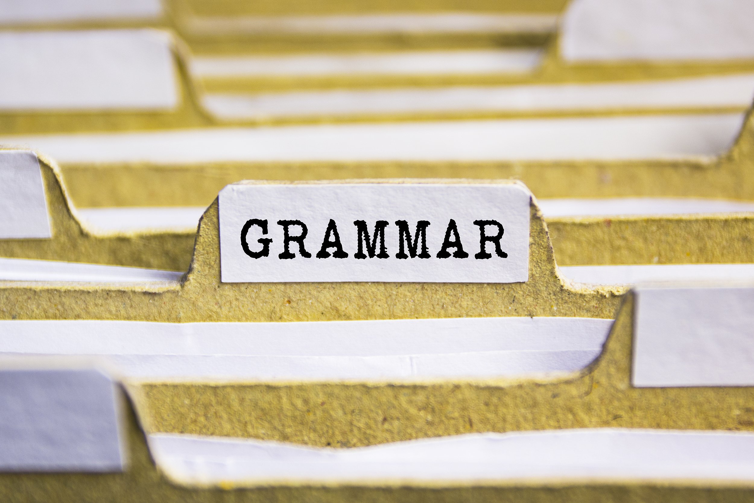 GRAMMAR word on card index paper