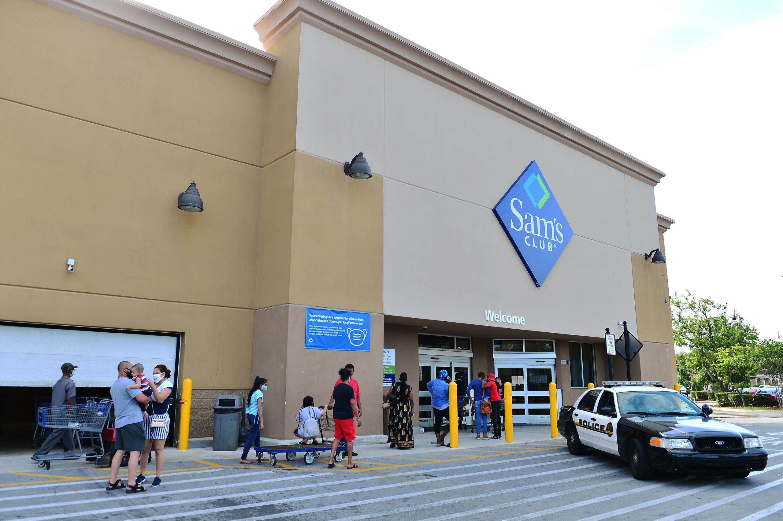 Customers waiting outside of Sam's Club