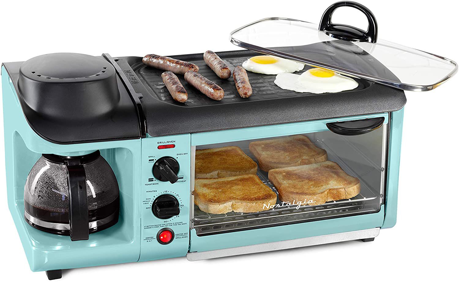 Nostalgia BST3AQ Breakfast Station Aqua B07YFDM4V7
