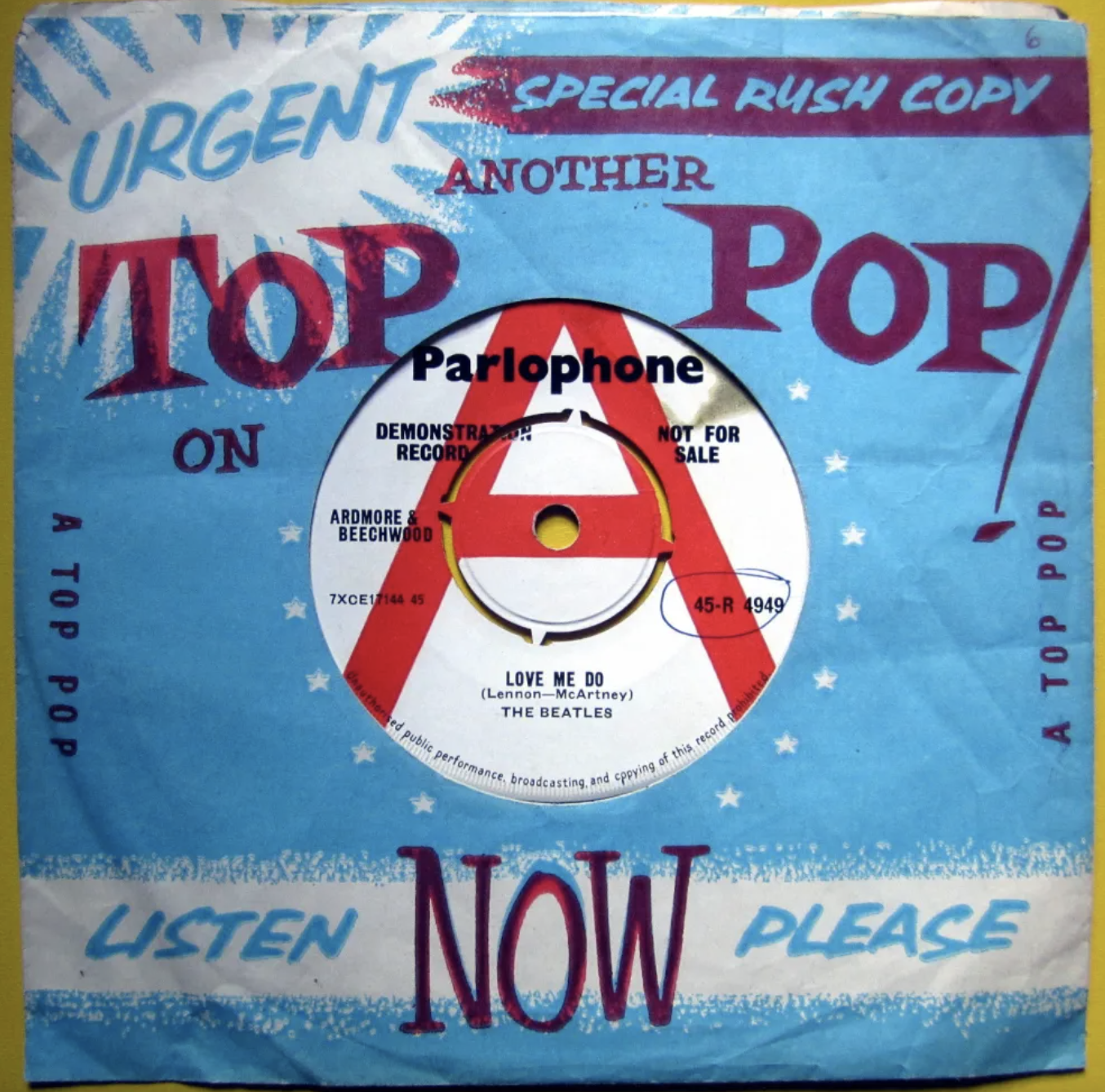The Beatles – “Love Me Do” (1962, UK Parlophone Demo 7″)