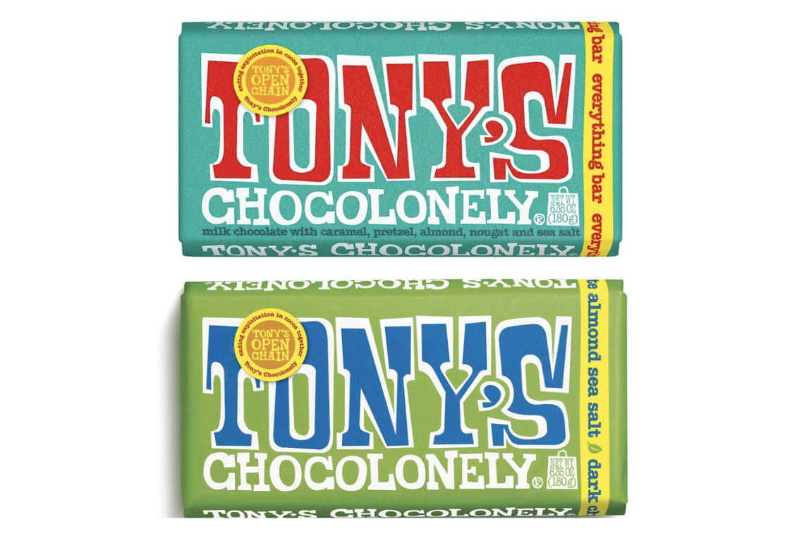 Tony’s Chocolonely Dark Almond Sea Salt and Tony’s Chocolonely Everything Bark