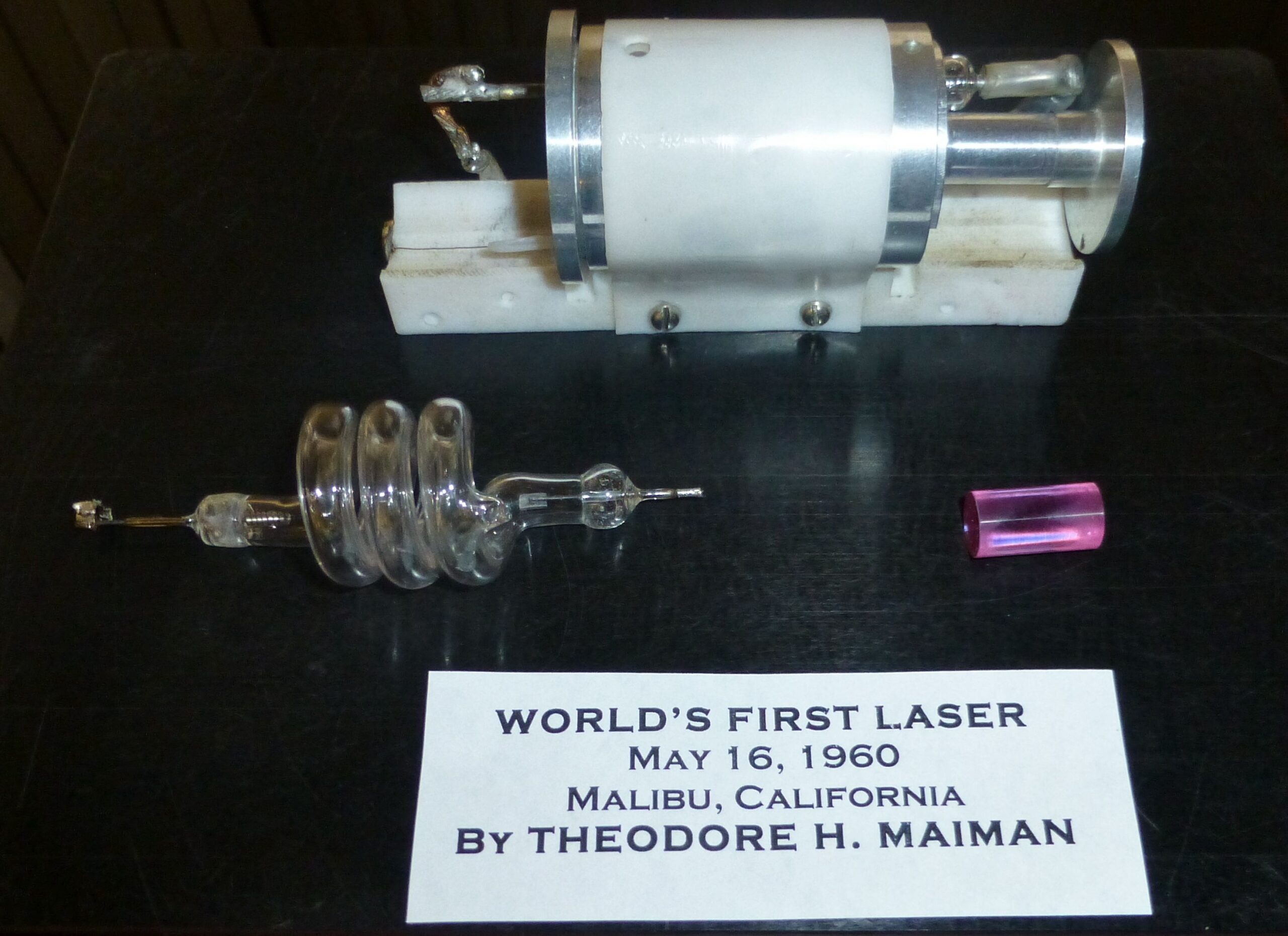 World's first laser created by Theodore Maiman in 1960. Picture taken in 2004 by the creator and his wife in Vancouver, Alberni street.
